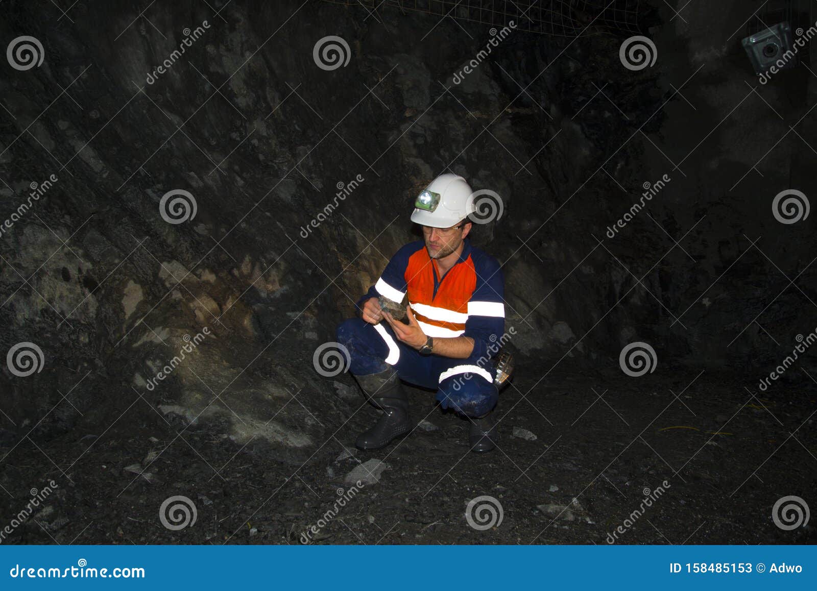 Underground Geologist stock image. Image of mining, tool 158485153
