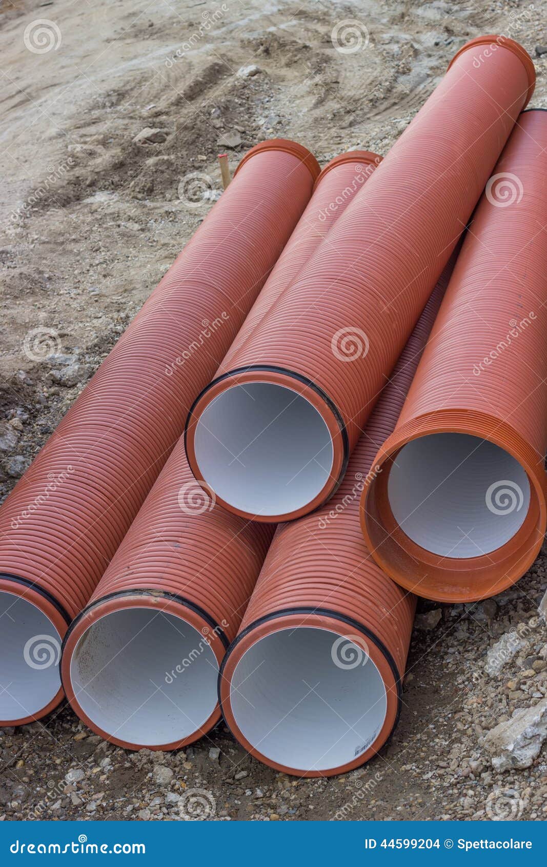 Underground Orange Plastic Pipes Stock Photo Image of barrel