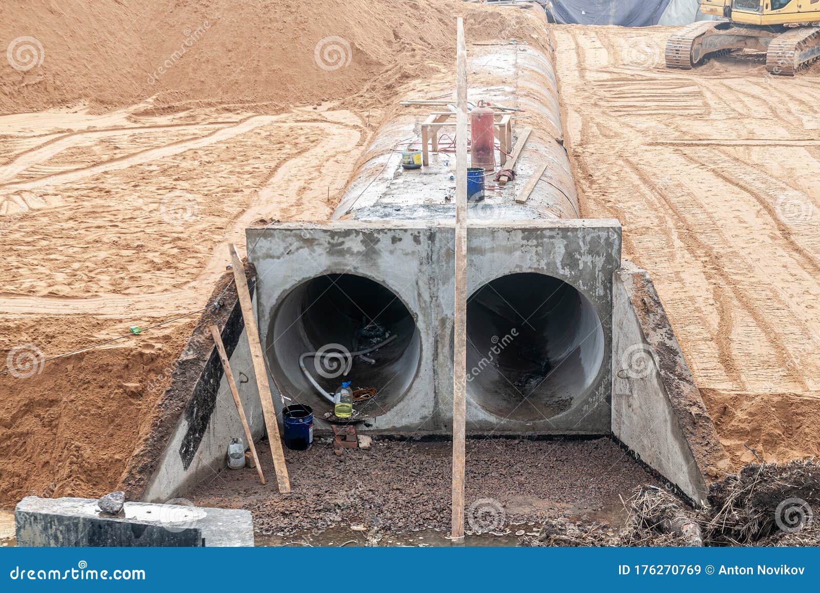 Underground Pipe Installation Laying Or Replacement Of Underground Pipes Stock Image Image Of 