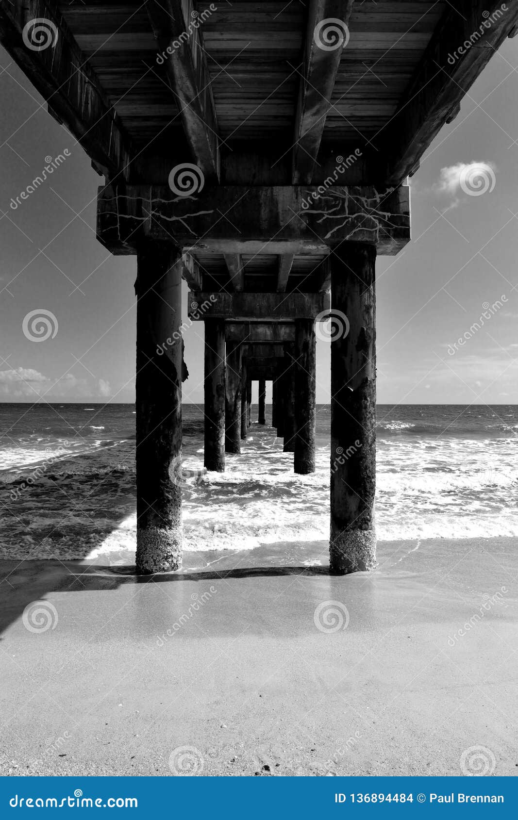 Underneath Fishing Pier Background Stock Photo - Image of fishing, water:  136894484
