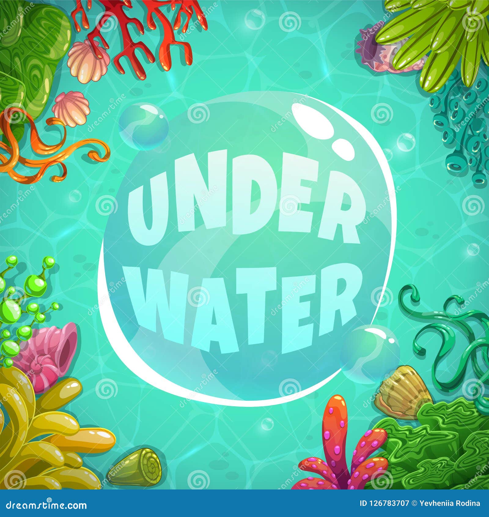 Underwater Background With Place For Text. Vector Under Water Banner