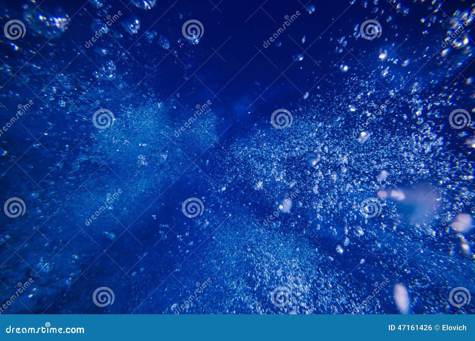 Underwater Bubble Shot in Deep Blue Tropical Sea Stock Photo Image of