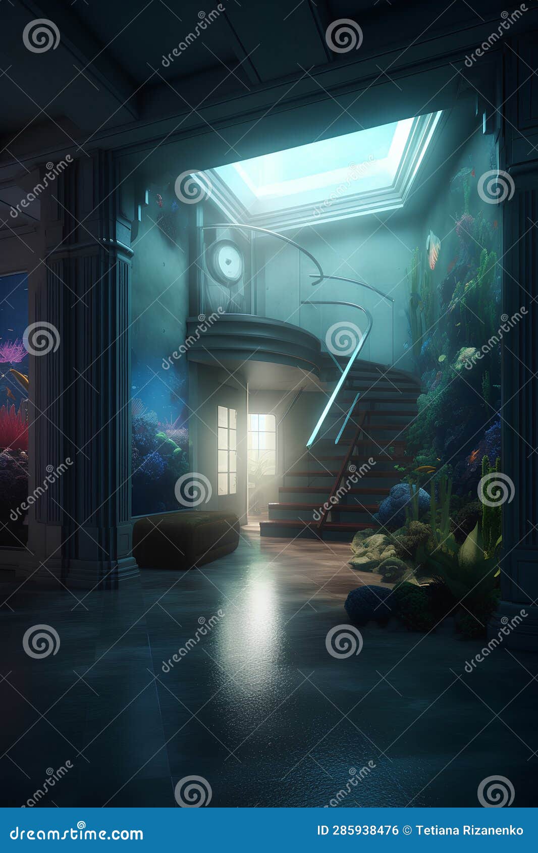 Underwater Hotel Room in an Oceanic Paradise Stock Illustration