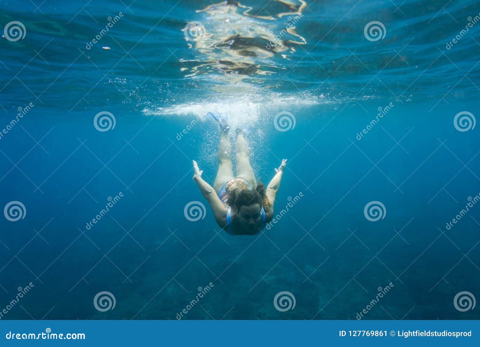 Underwater Photo of Young Woman Stock Image - Image of alone ...