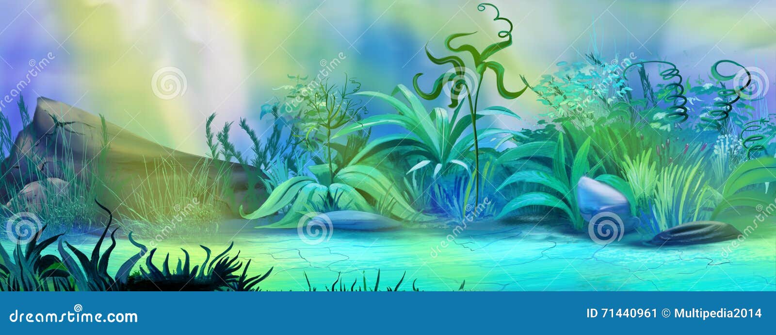 Underwater Plants. Panorama. Stock Illustration Illustration of