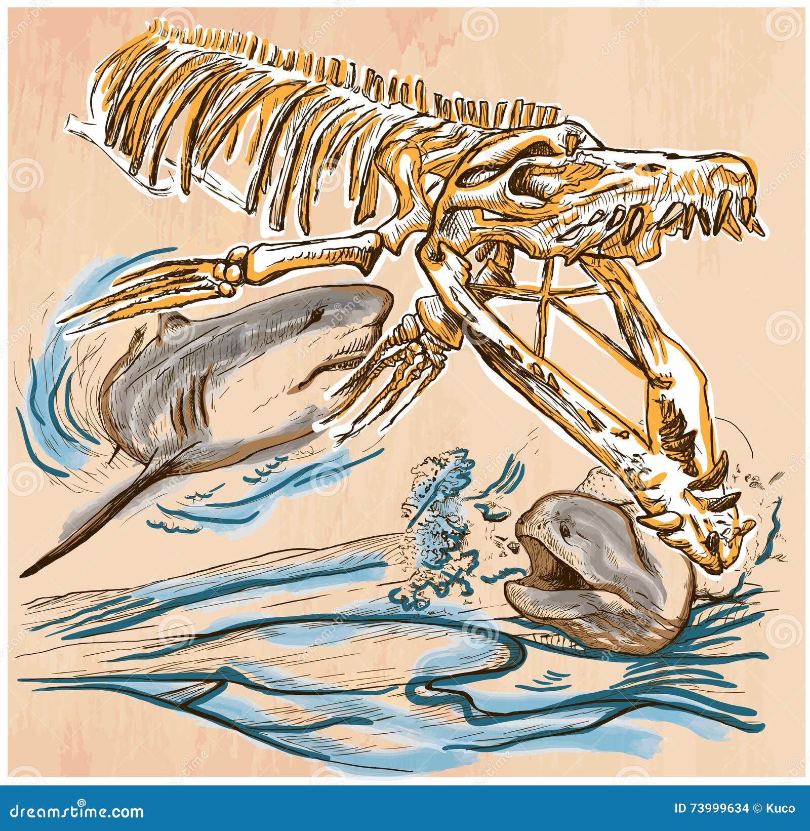 Download Underwater Prehistory - An Hand Drawn Vector Stock Vector ...