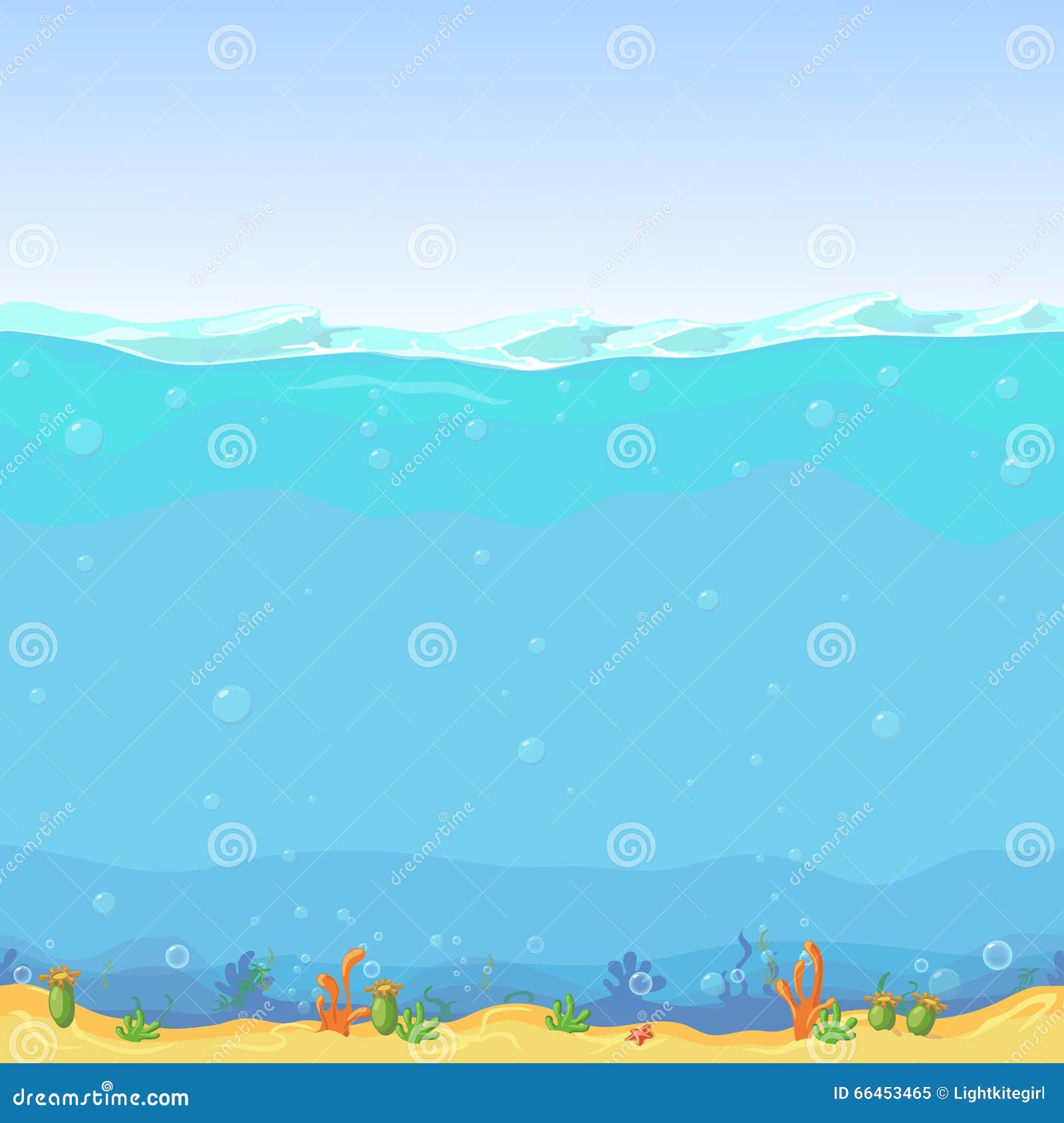 Underwater Seamless Landscape, Cartoon Background For Game Design Stock ...