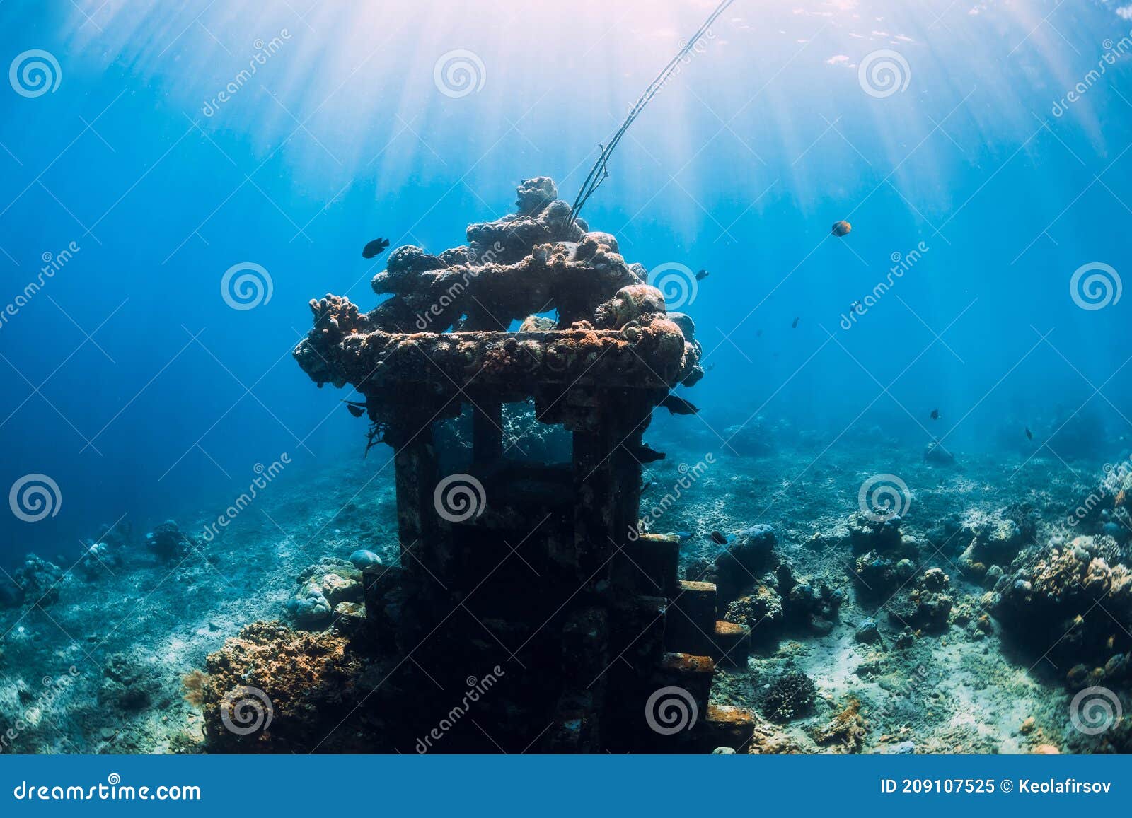 underwater temple in ocean near amed  bali. popular diving site