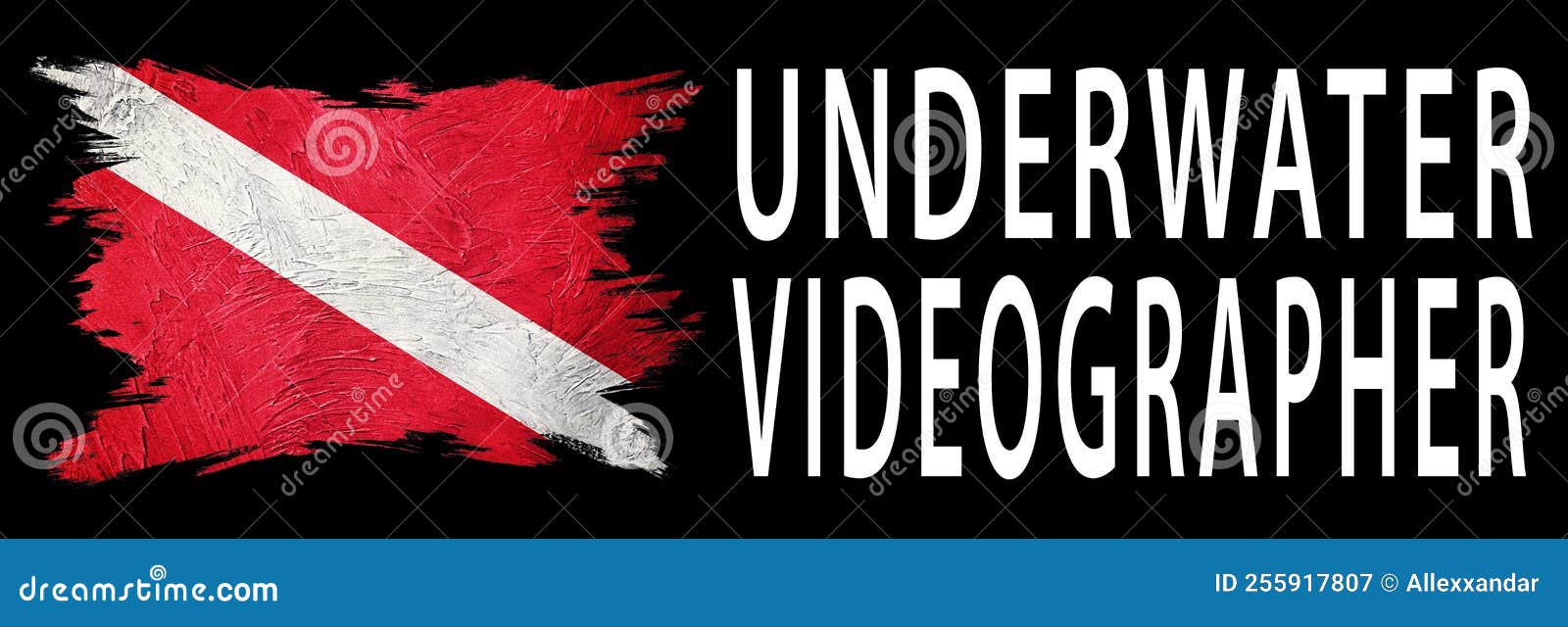 Underwater Videographer, Diver Down Flag, Scuba Flag Stock Illustration