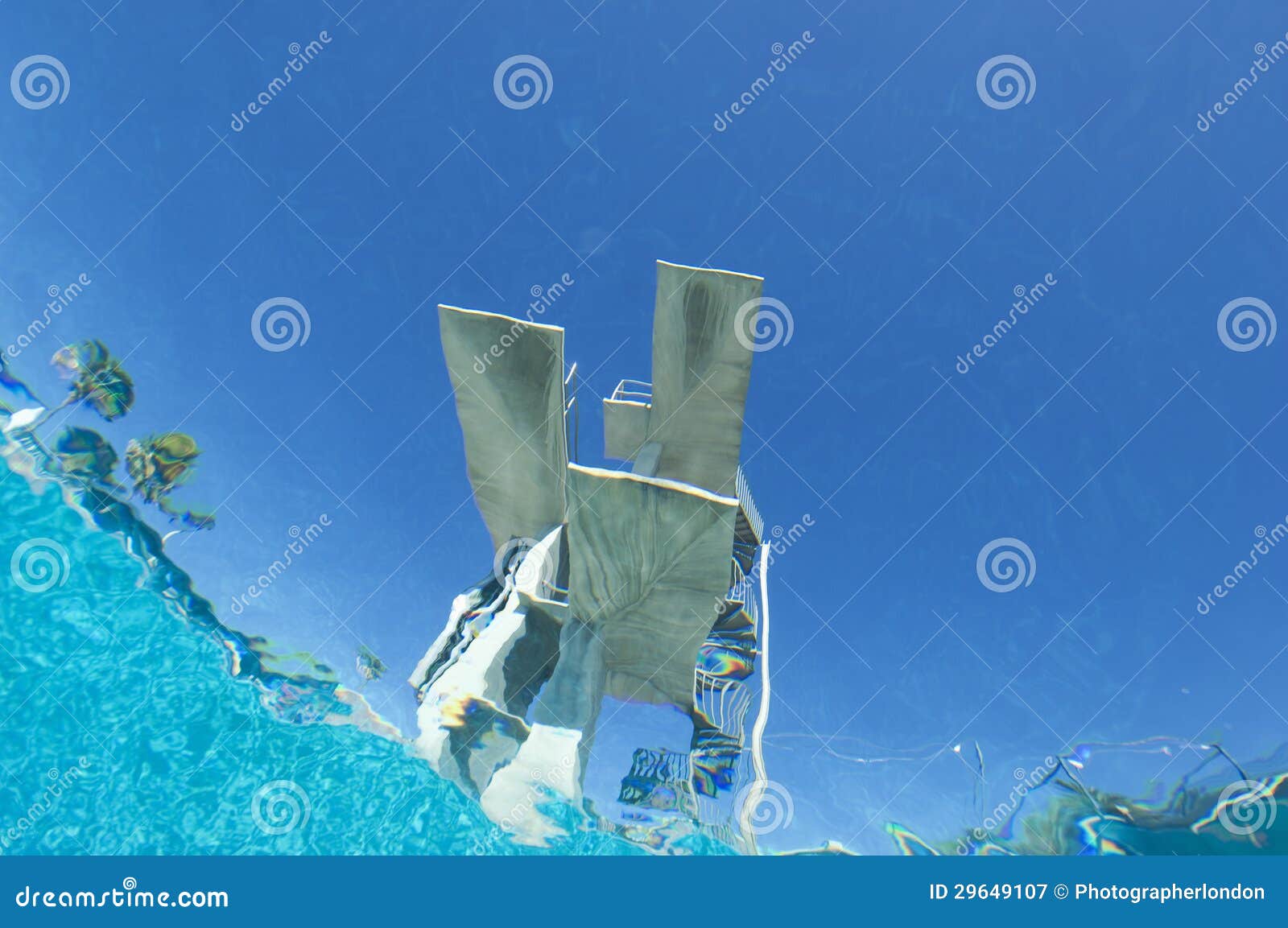 Underwater View of Diving Board Stock Image Image of board, structure