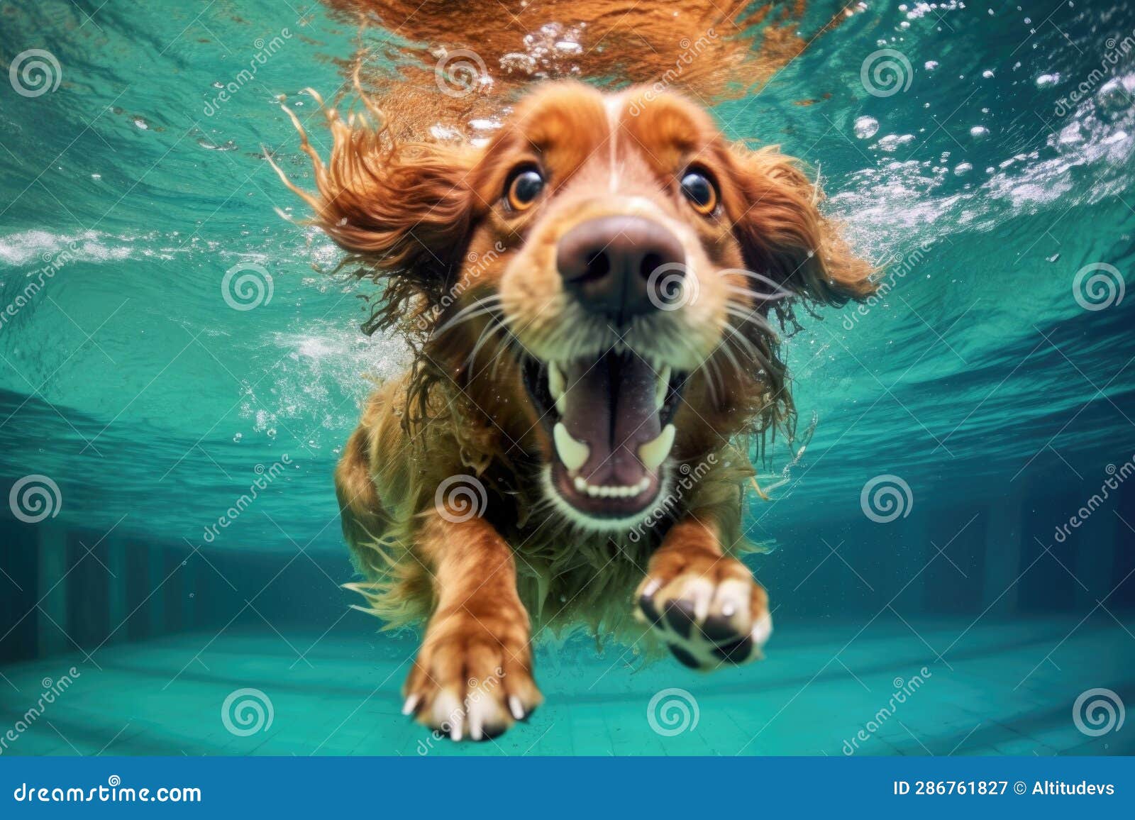 Underwater View of Dog Paddling in Pool Stock Image Image of swim