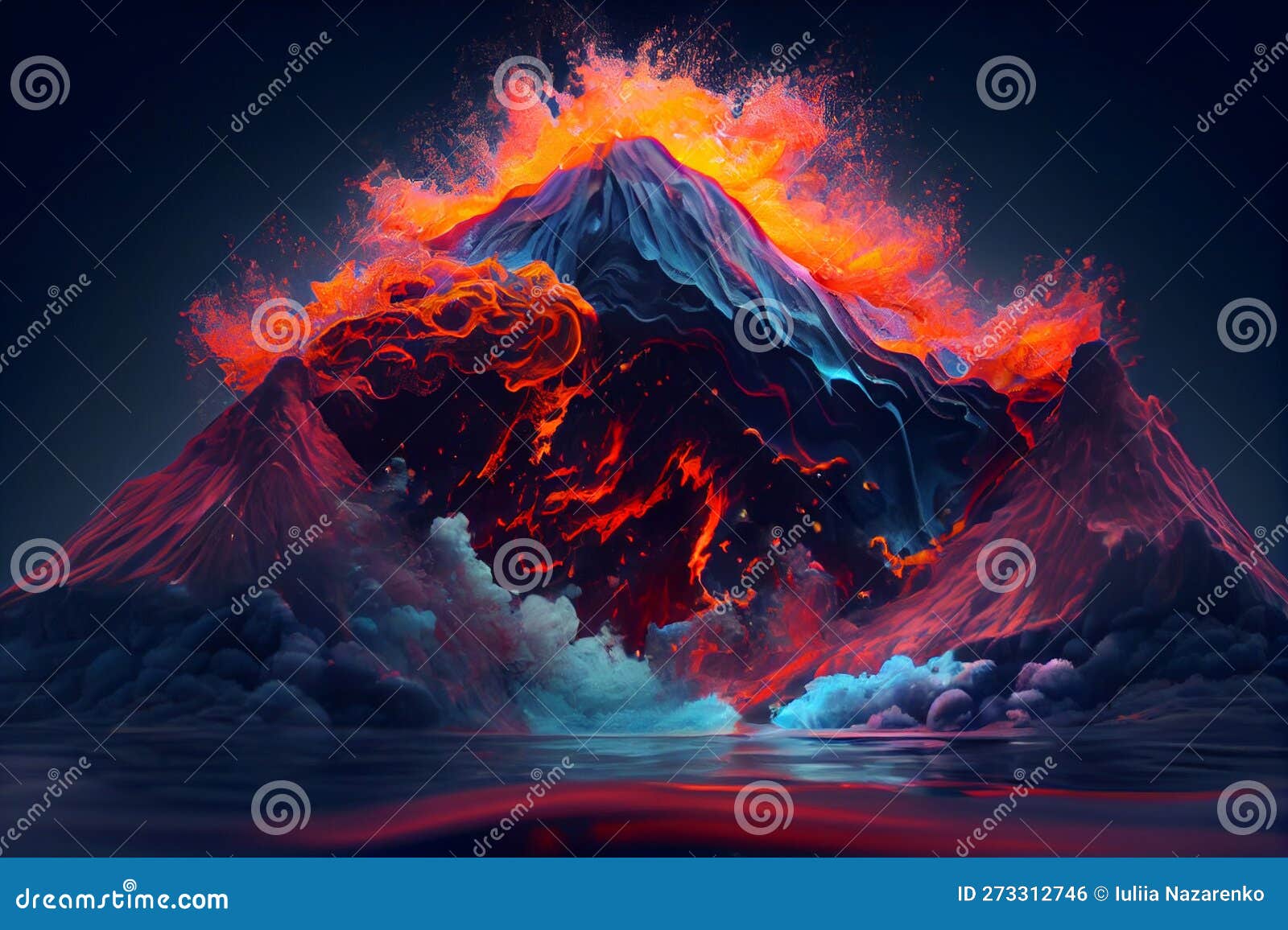Underwater Volcanic Eruption. AI Generated Stock Photo Image of