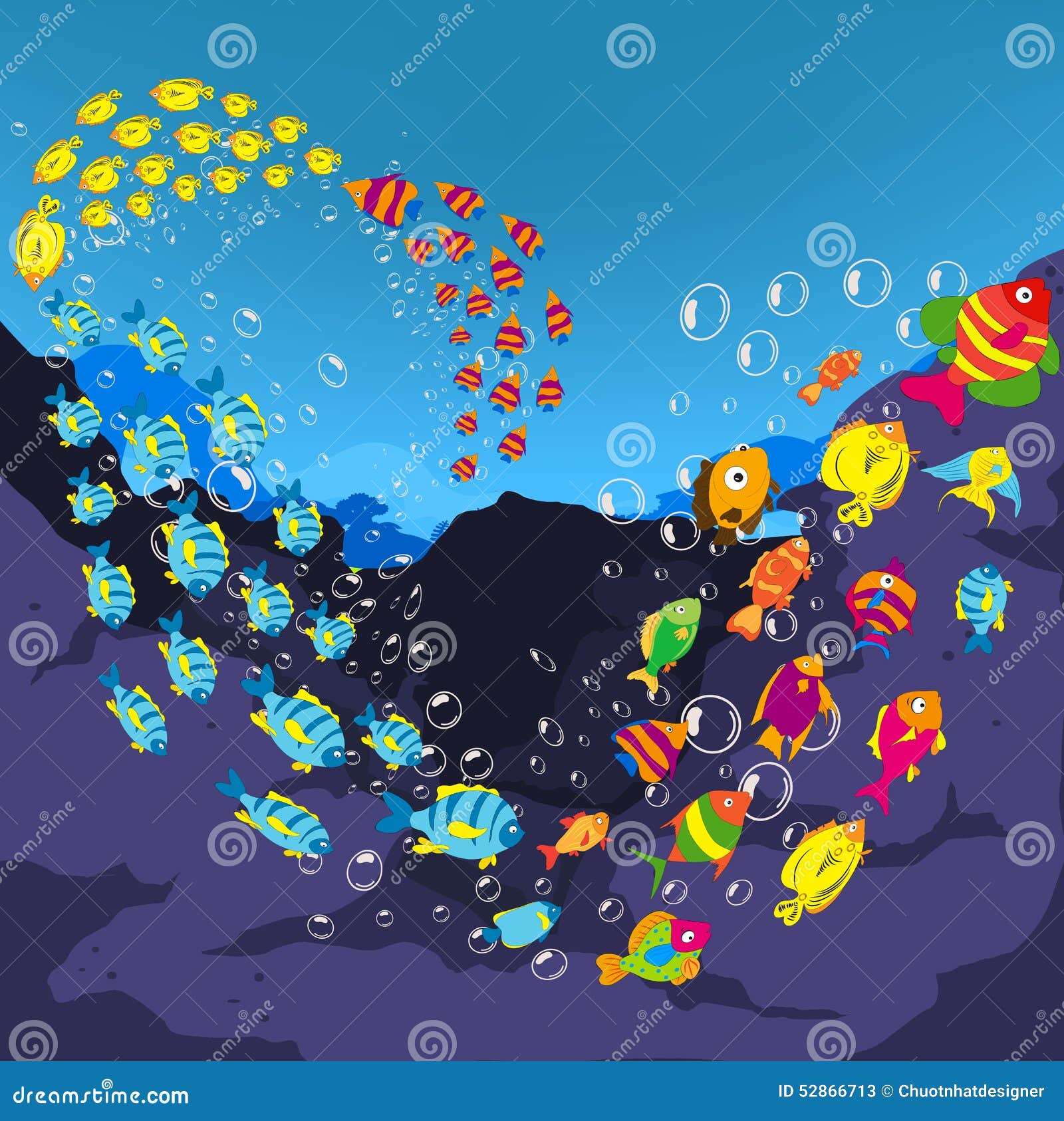 Underwater World, Cartoon 2 Stock Illustration - Illustration of