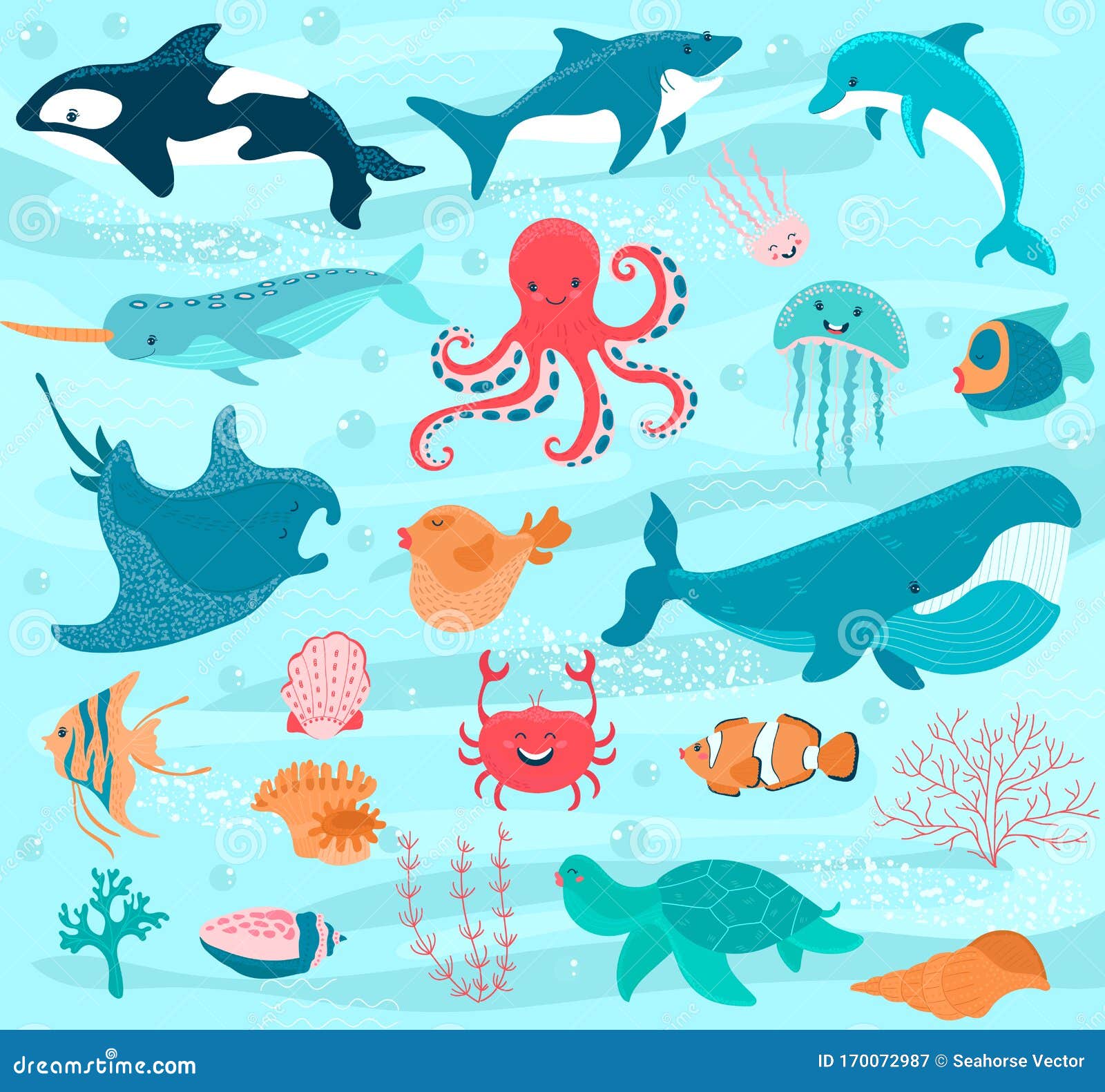 Underwater World Cartoon, Ocean Animals, Vector Illustration Stock Vector - Illustration of colorful, coral: 170072987 Underwater World Cartoon, Ocean Animals, Vector Illustration Stock Vector - Illustration of colorful, coral: 170072987