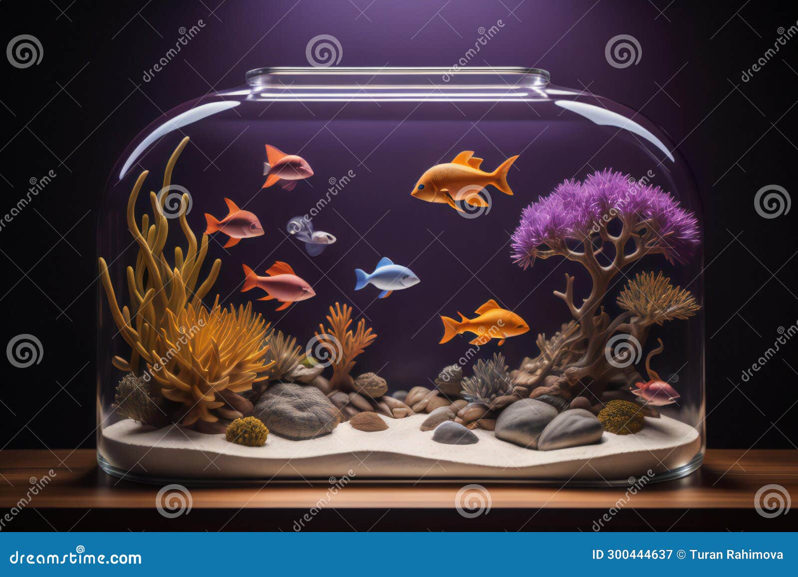 Underwater World in Glass Jar with Corals and Fish. Generative Ai Stock