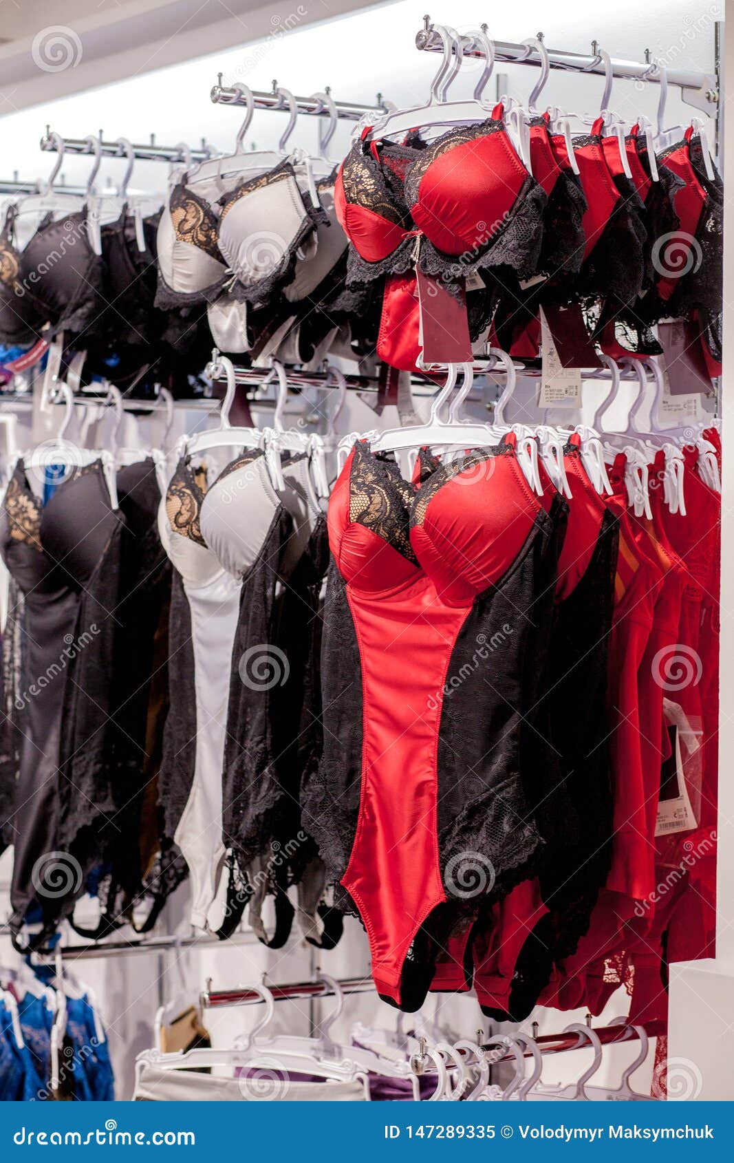 Underwear Corset at the Shop Window. Underwear in Shop Display