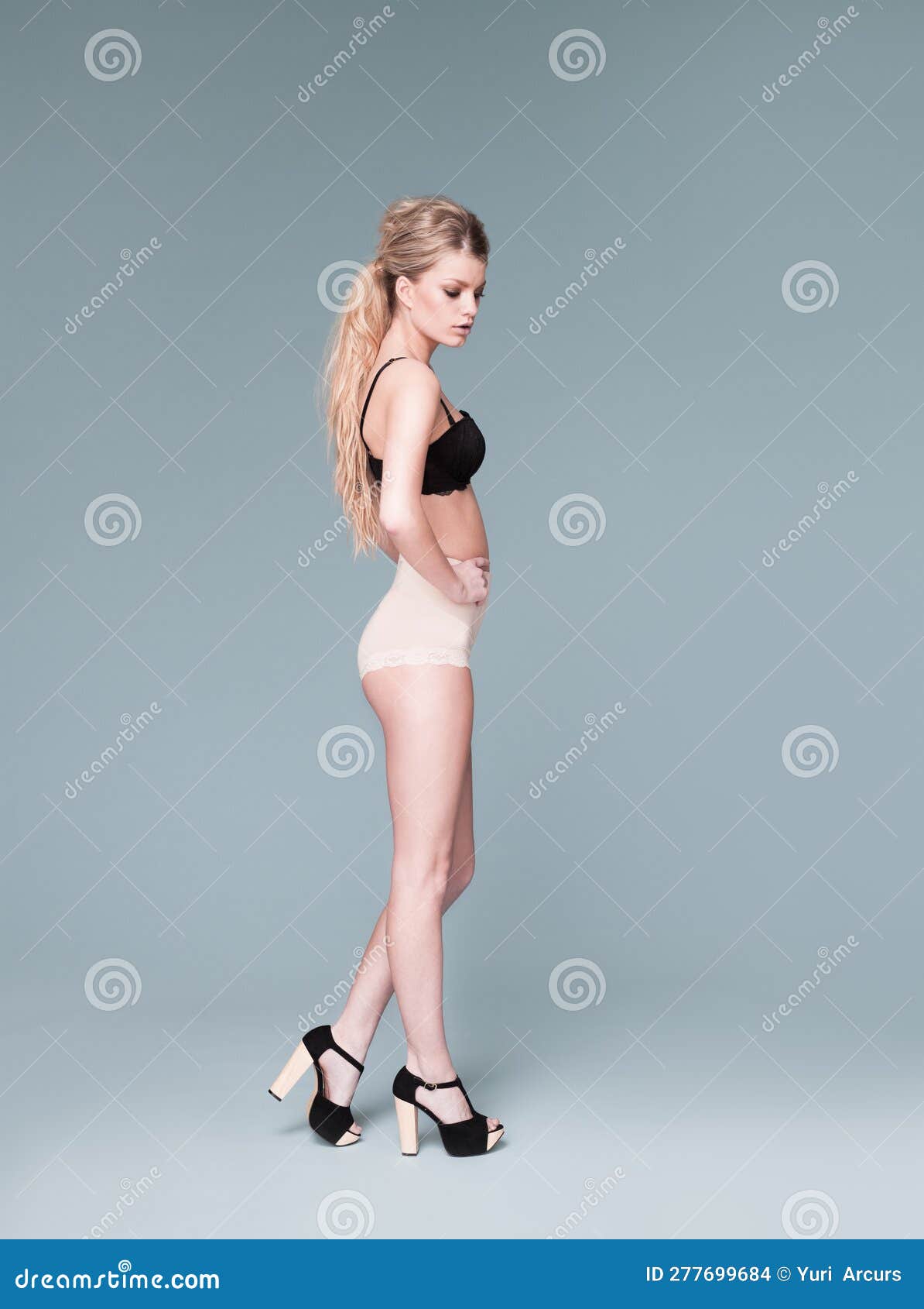 Underwear, Fashion and a Woman in Heels and Thinking Isolated on a Studio  Background. Sexy, Young and Side of a Lingerie Stock Photo - Image of  elegant, gorgeous: 277699684