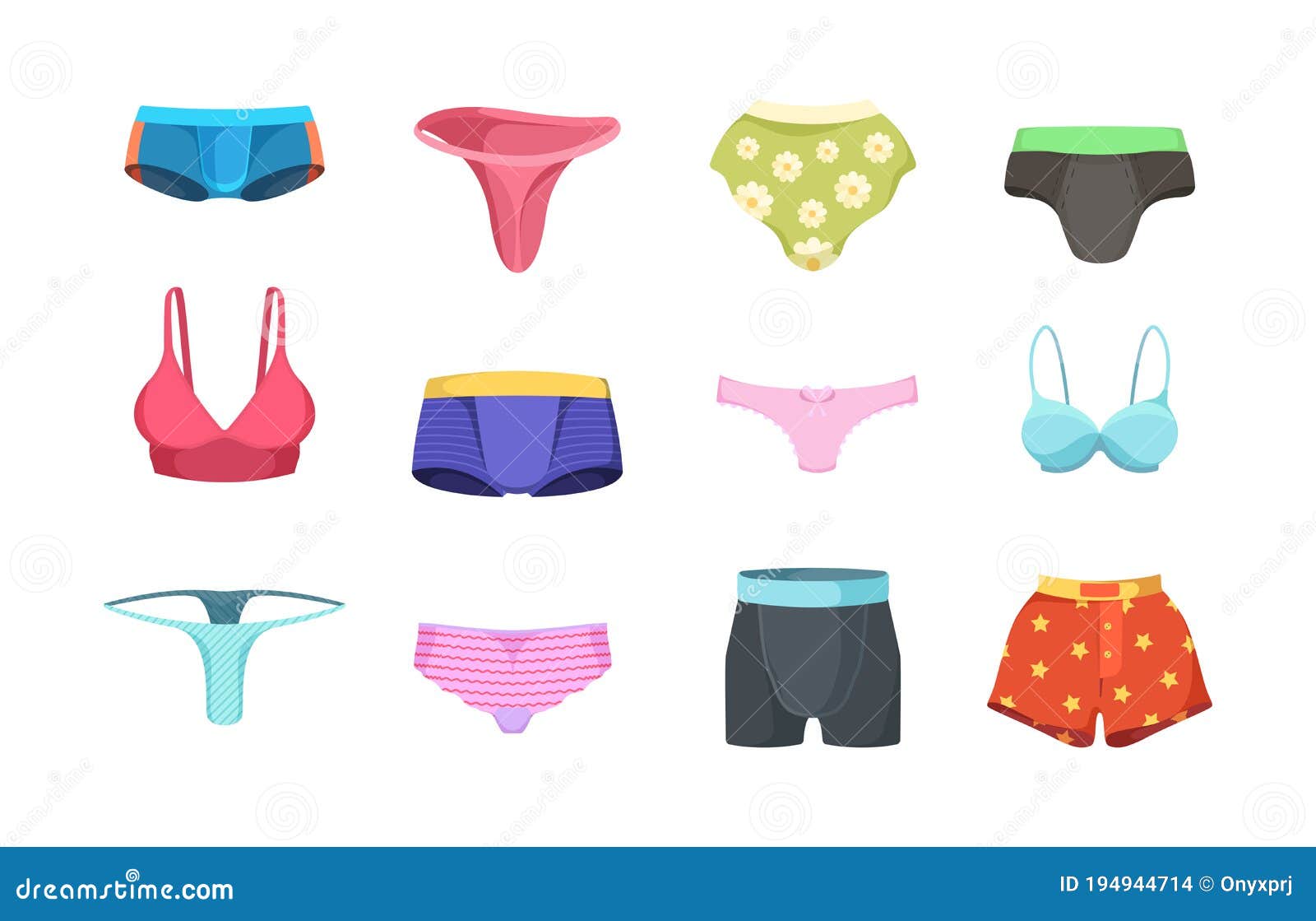 Underwear Fashioned. Male Underpants Female Panties Boys and Girls