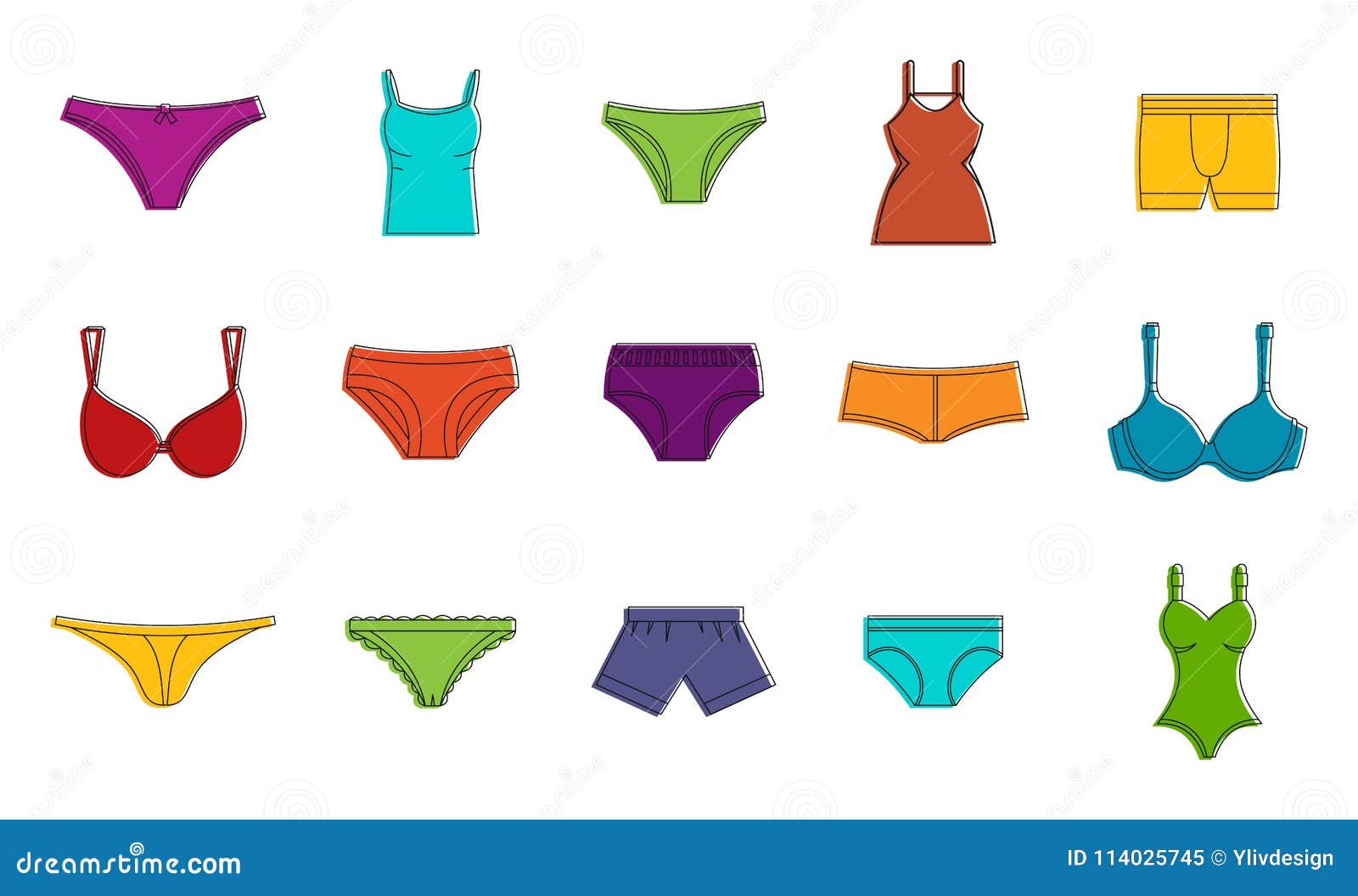 Templates of different types of women's panties to create color