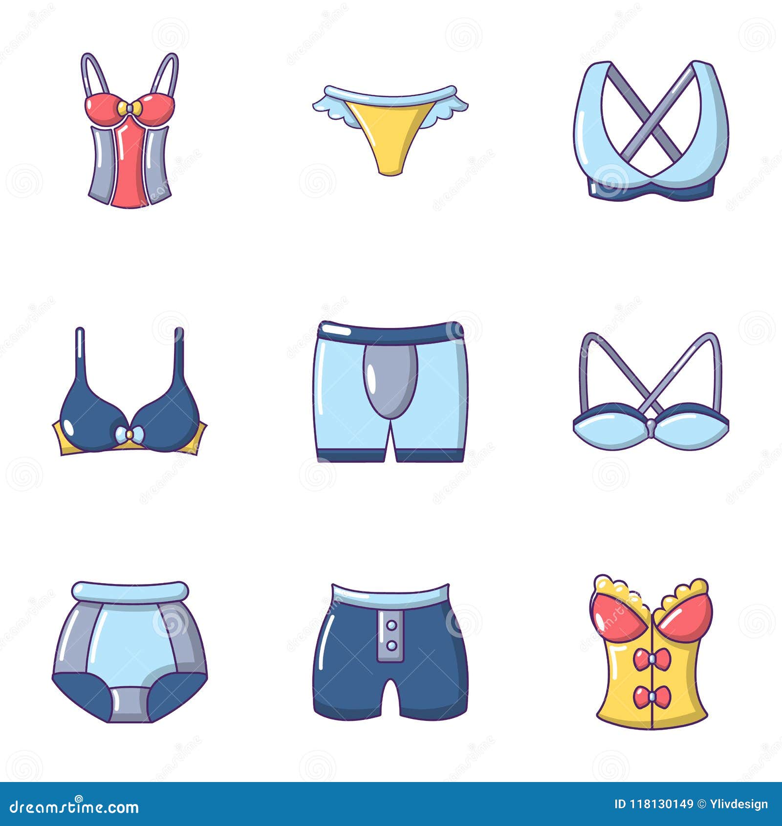 Underwear Icons Set, Cartoon Style Stock Vector Illustration of