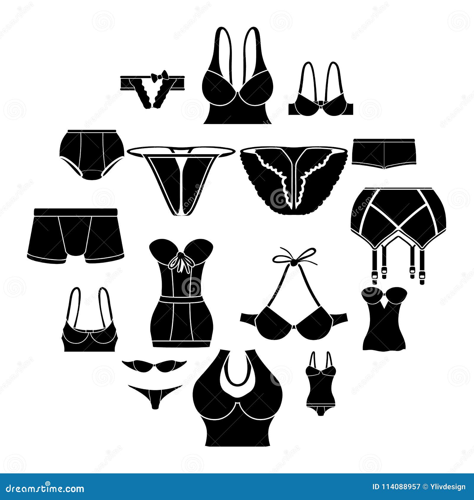 Underwear Icons Set Color, Simple Style Stock Vector - Illustration of ...