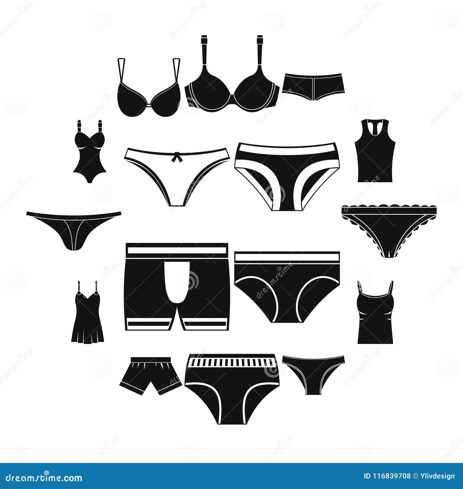 Underwear Items Icons Set, Simple Style Stock Vector - Illustration of ...