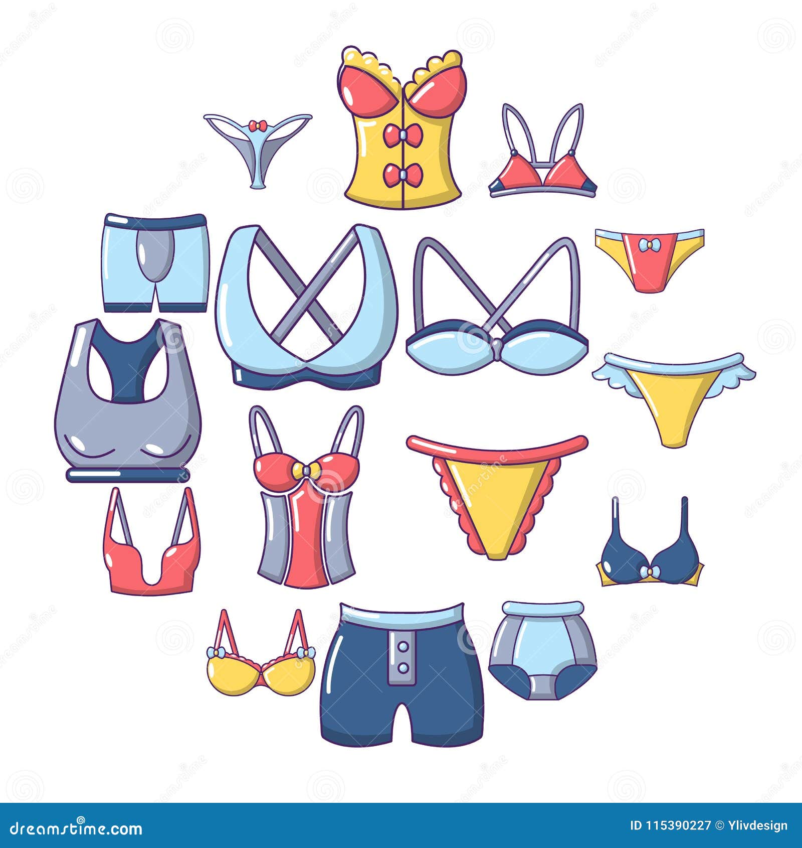 Underwear Types Icons Set, Cartoon Style Stock Vector - Illustration of ...