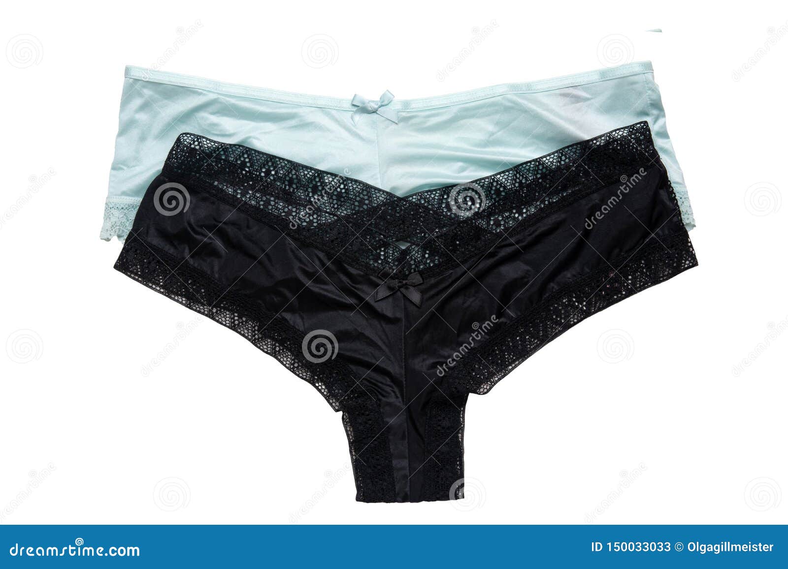 Underwear Woman Isolated. Close-up of Luxurious Elegant Black and a Light  Blue Satin Lacy Thongs Panties Isolated on a White Stock Image - Image of  elegance, delicate: 150033033