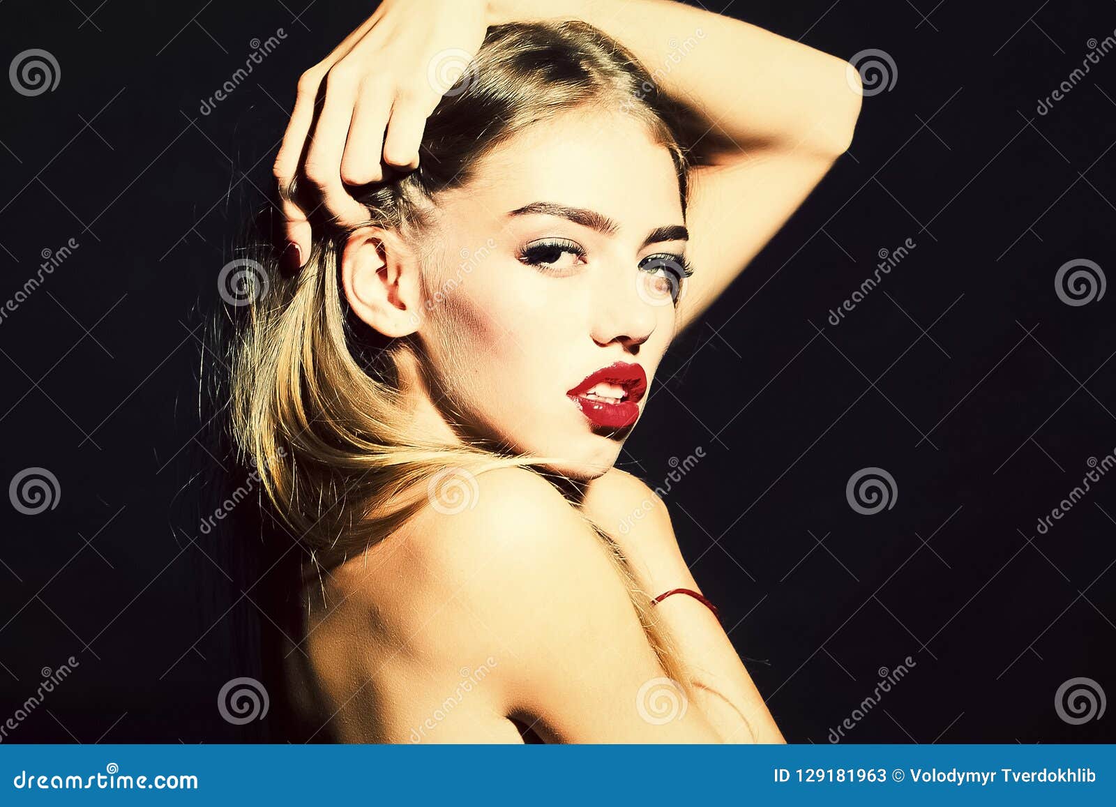 Undressed woman in studio stock image