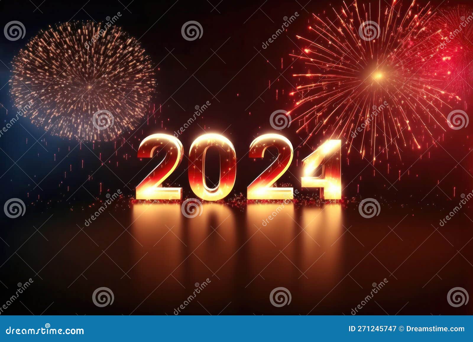 Heureux Nouvel an 2024. Numéros Brûlants Pétillants Année 2024