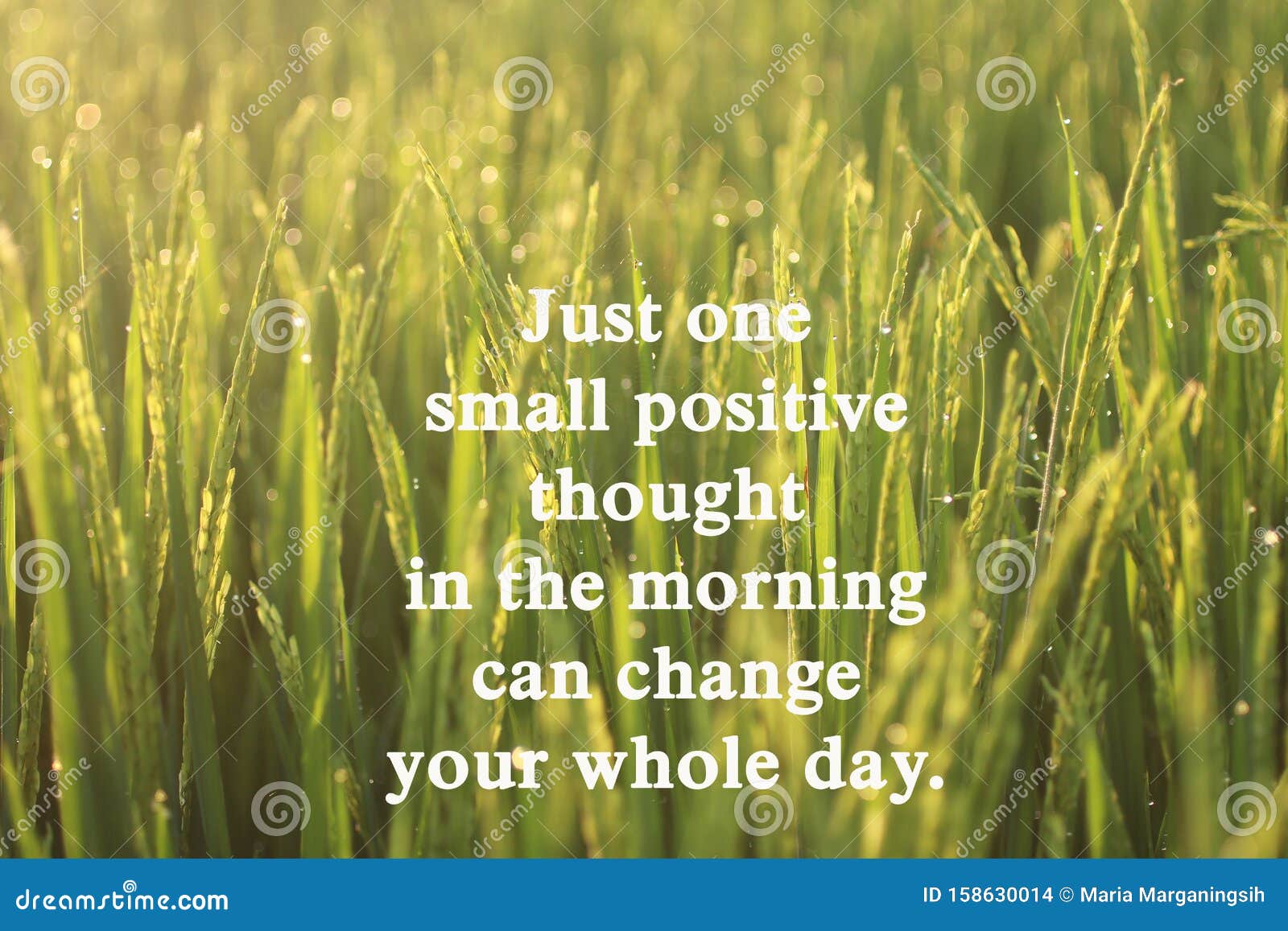 Une Citation Motivante Inspirante Une Petite Pensee Positive Le Matin Peut Changer Votre Journee Avec L Arriere Plan De Photo Stock Image Du Moisson Horizontal