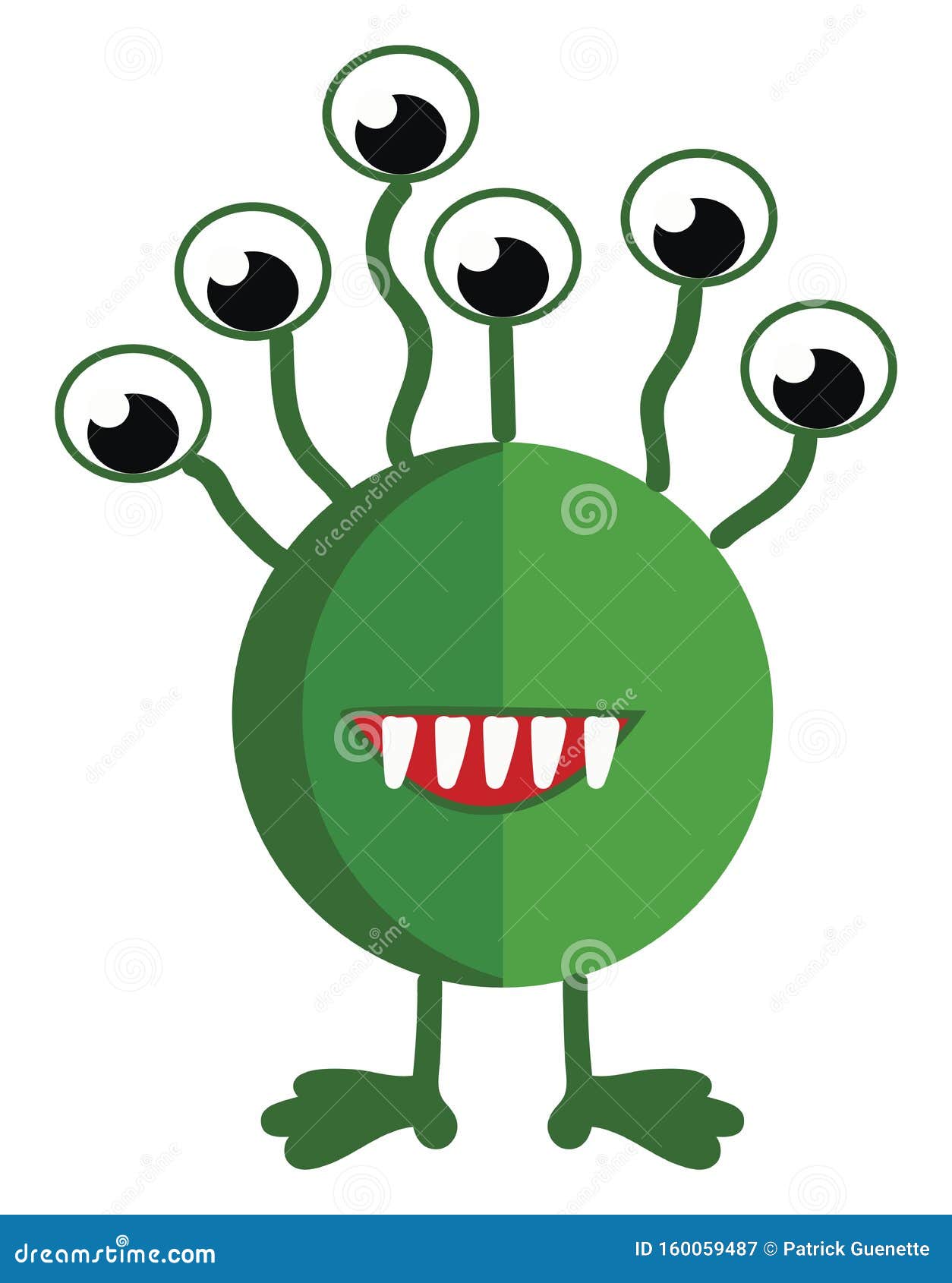 Une Creature Extraterrestre Verte Ronde Avec Des Tas D Yeux Qui Sortent De La Couleur De La Tete Dessin Ou Illustration Illustration Stock Illustration Du Invasion Yeux 160059487