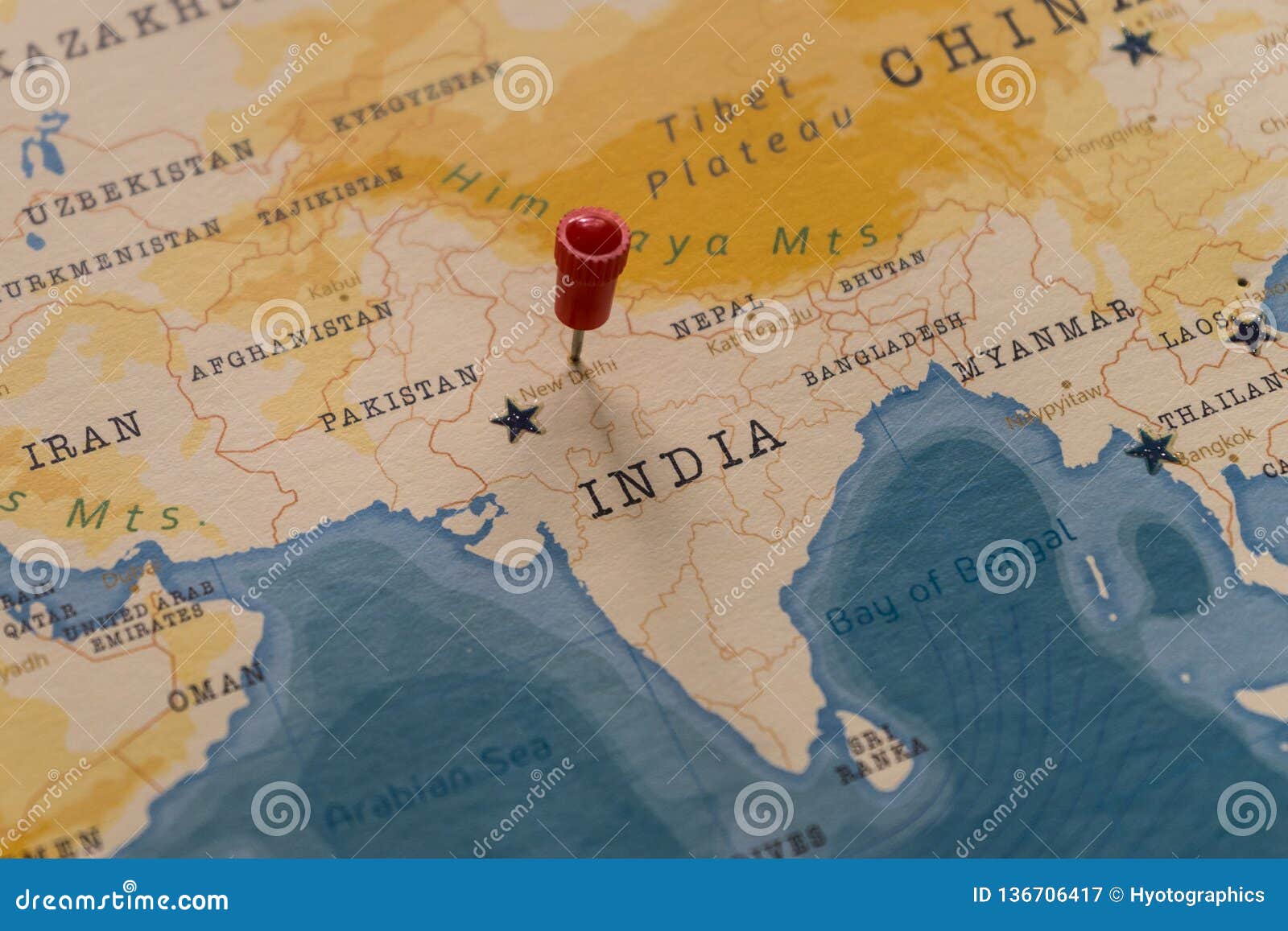 Une Goupille Sur New Delhi Inde Dans La Carte Du Monde