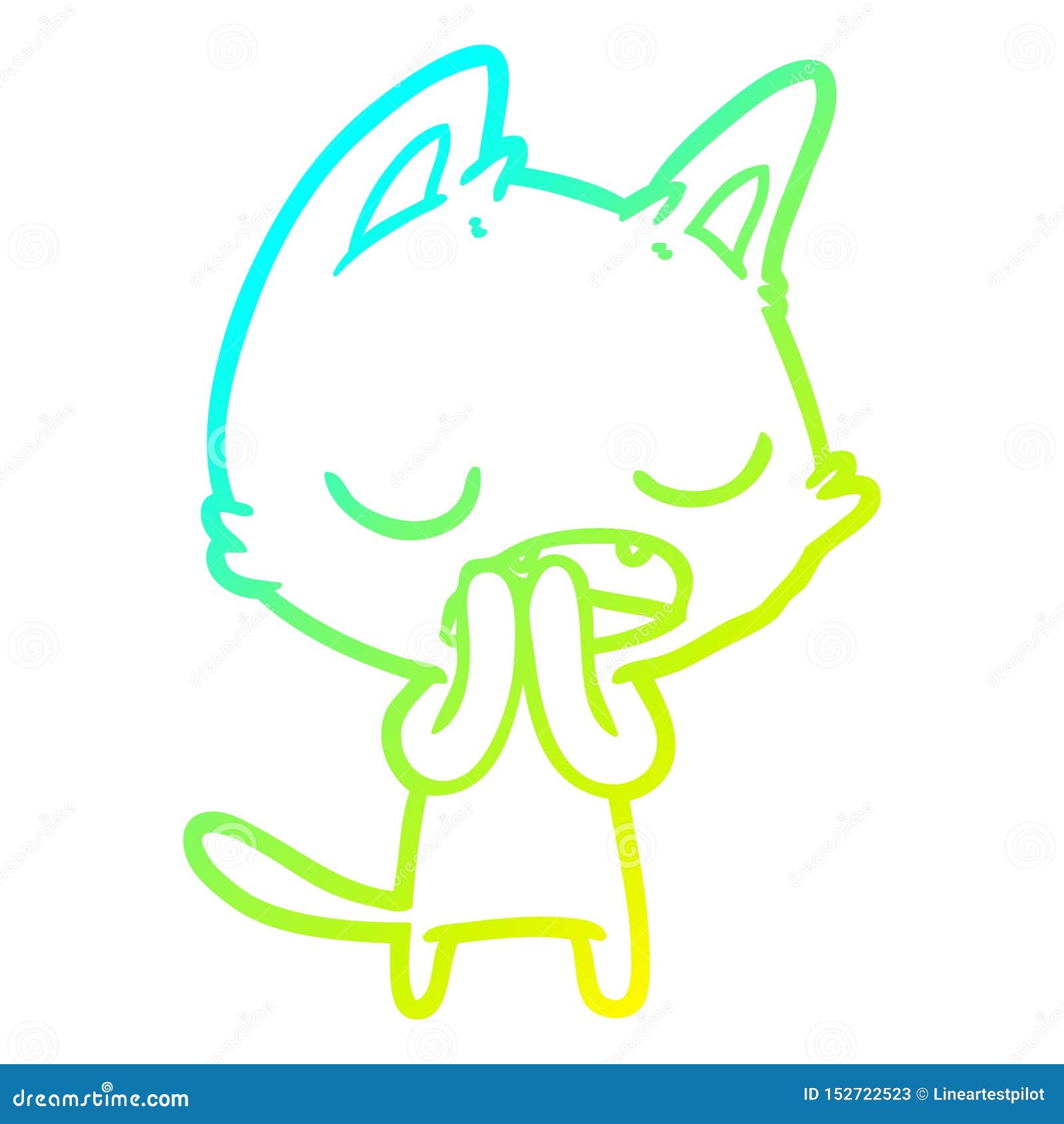 Une Ligne Creative En Pente Froide Dessinant Un Dessin Anime De Chat Parlant Illustration De Vecteur Illustration Du Chant Griffonnage