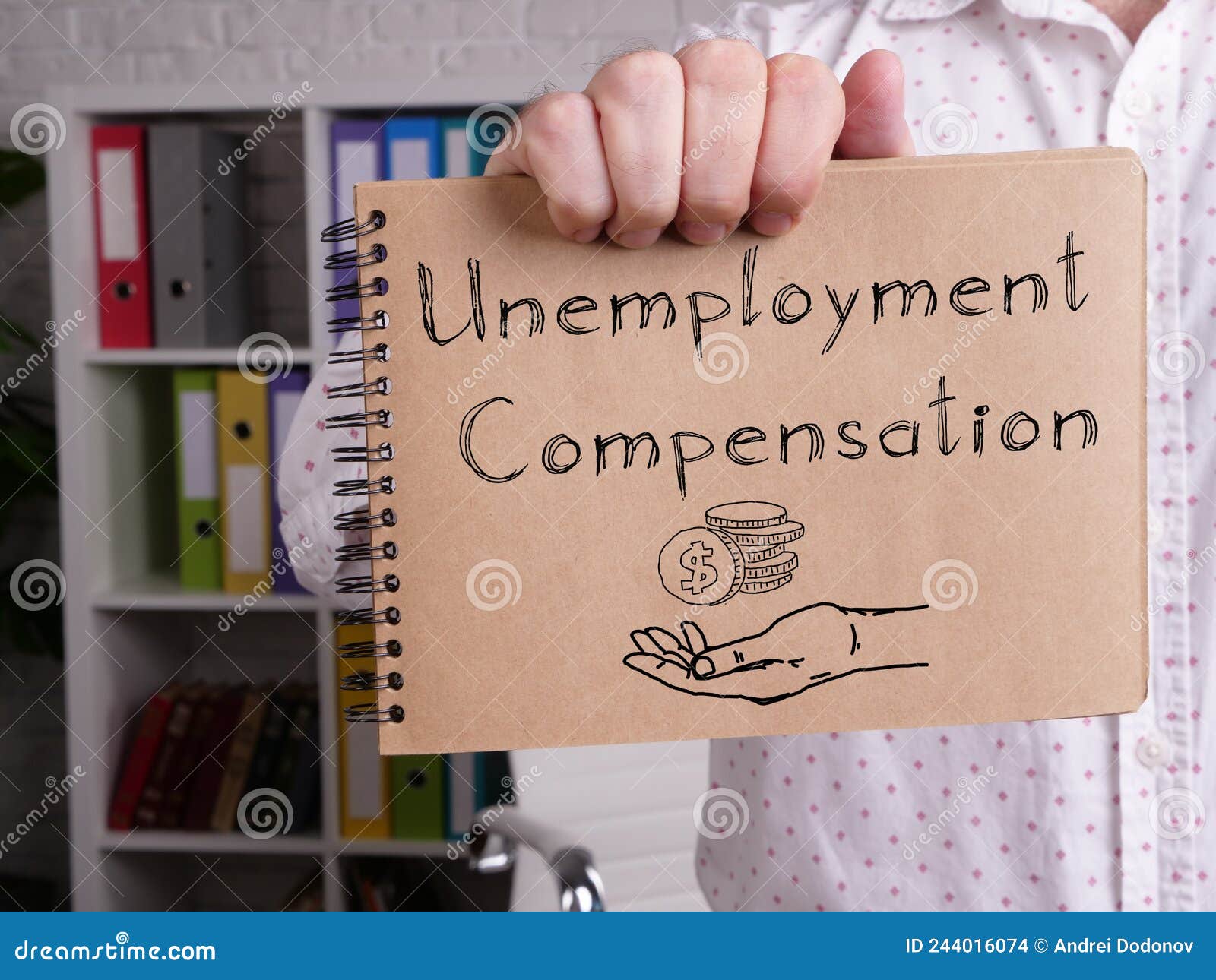 Unemployment Compensation is Shown on the Photo Using the Text Stock