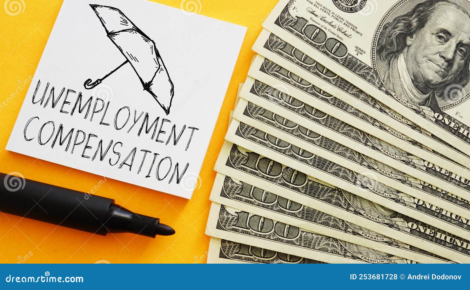 Unemployment Compensation is Shown Using the Text Stock Photo Image