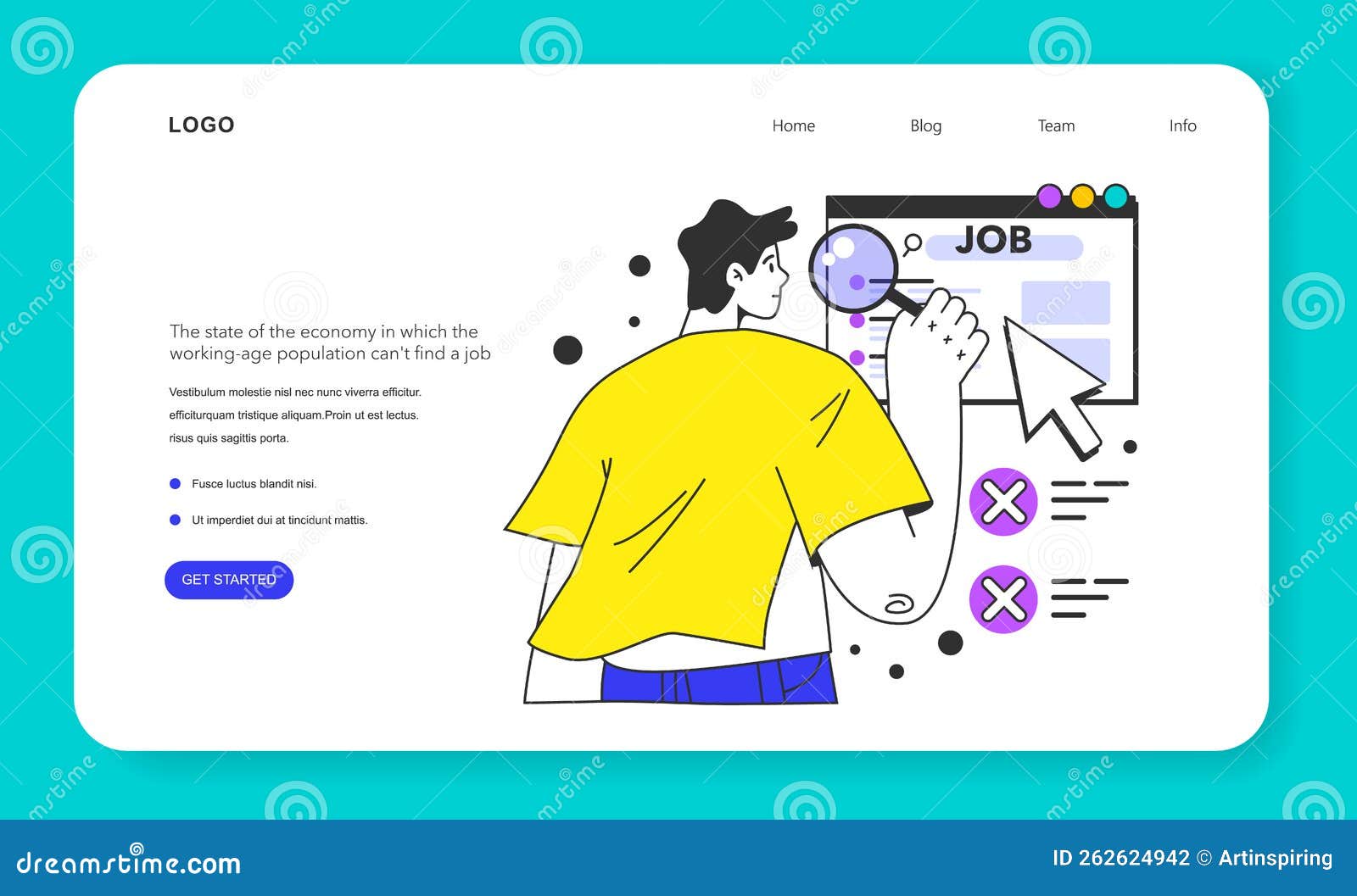 Unemployment Web Banner or Landing Page. the State of the Economy Stock