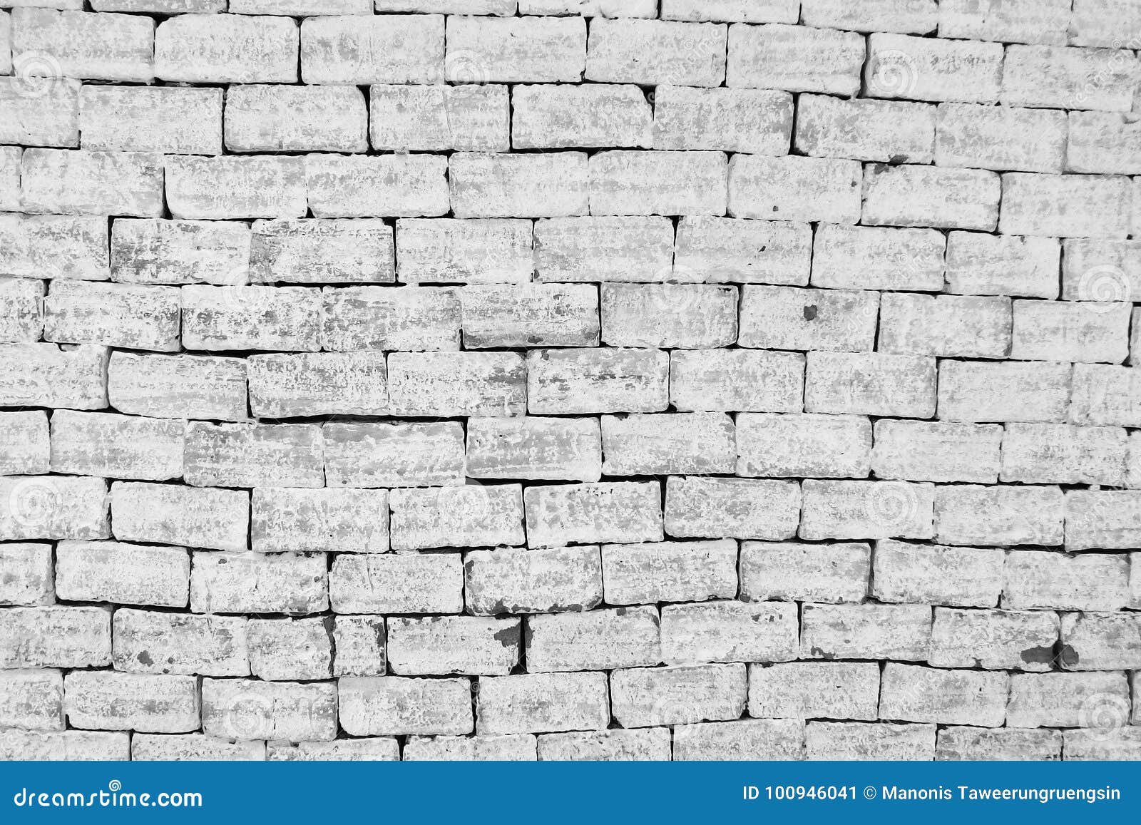 Uneven Masonry Brick Wall in Black and White Stock Image Image of