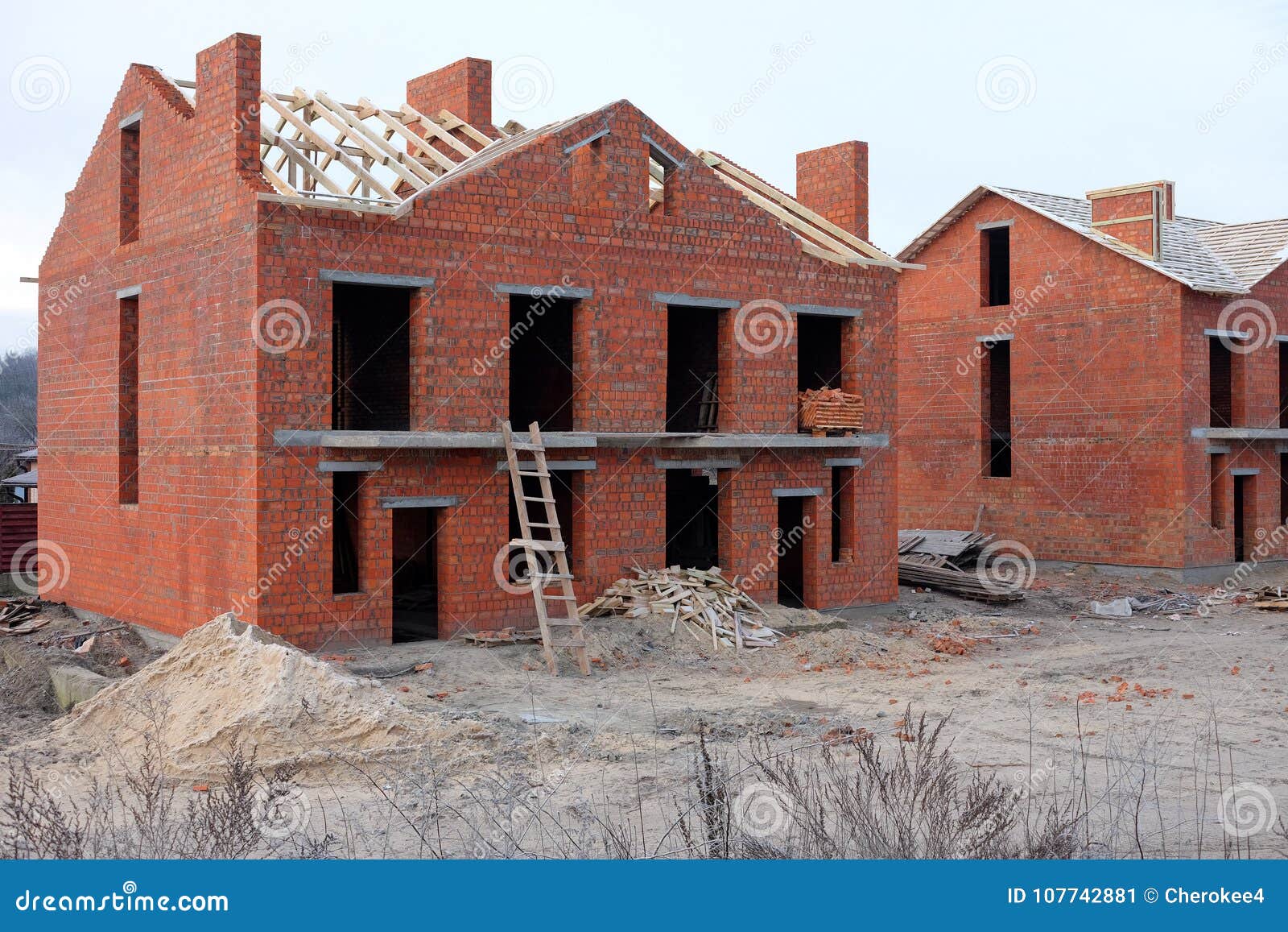 Unfinished Brick House Construction, Still Under Construction