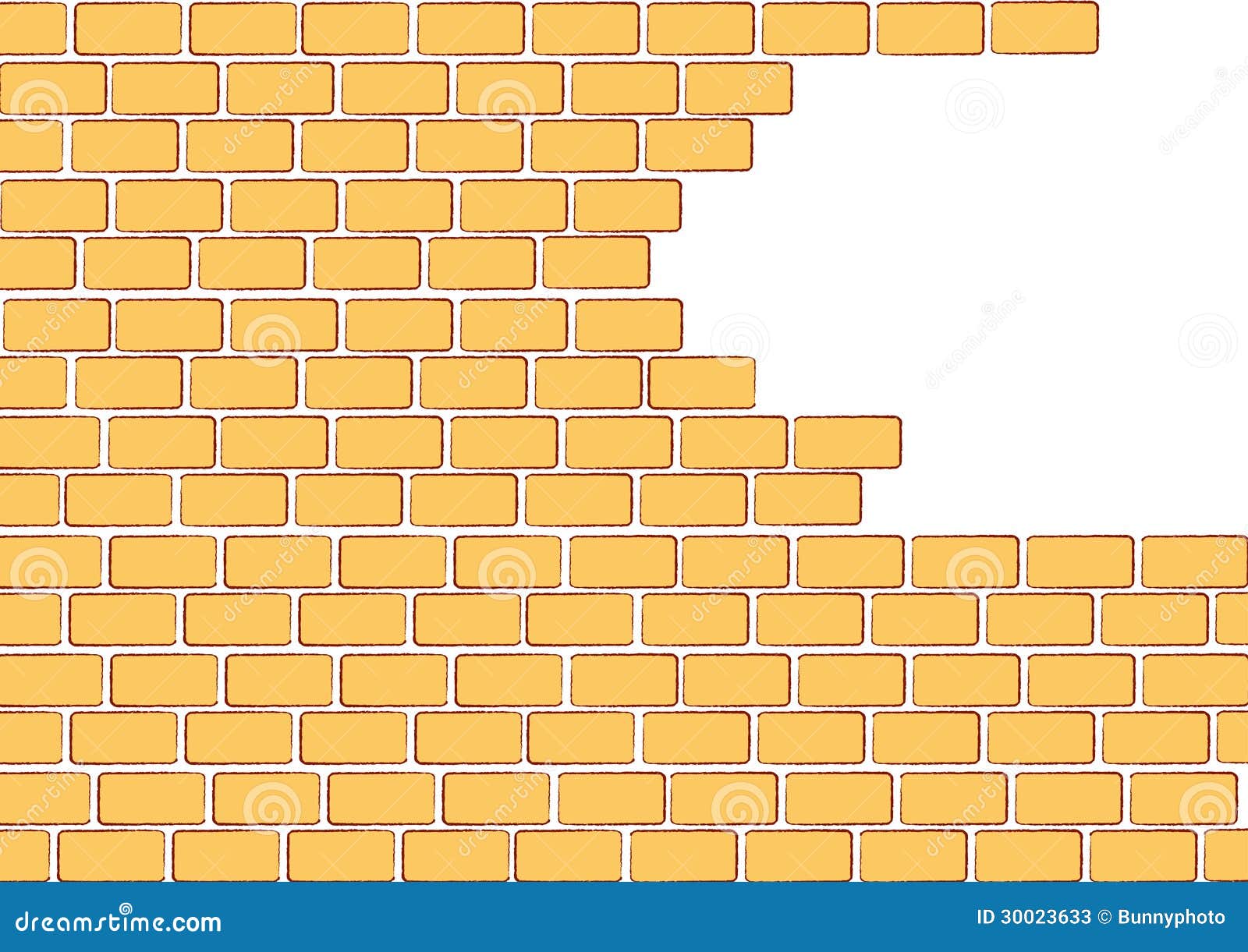 Unfinished Orange Brick Wall Cartoon Vector 30023633