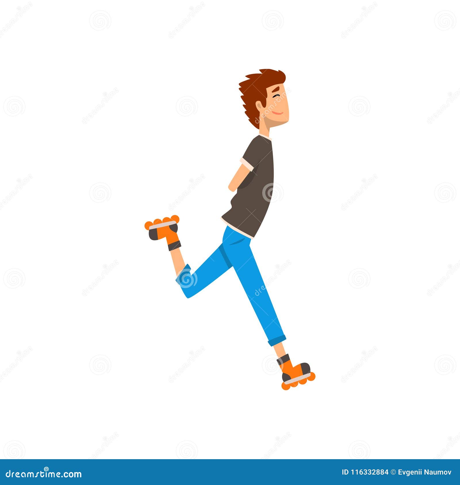 Ung man som tycker om illustrationen för vektor för tecknad film för begrepp för åka skridskor, för sport och för fysisk aktivite