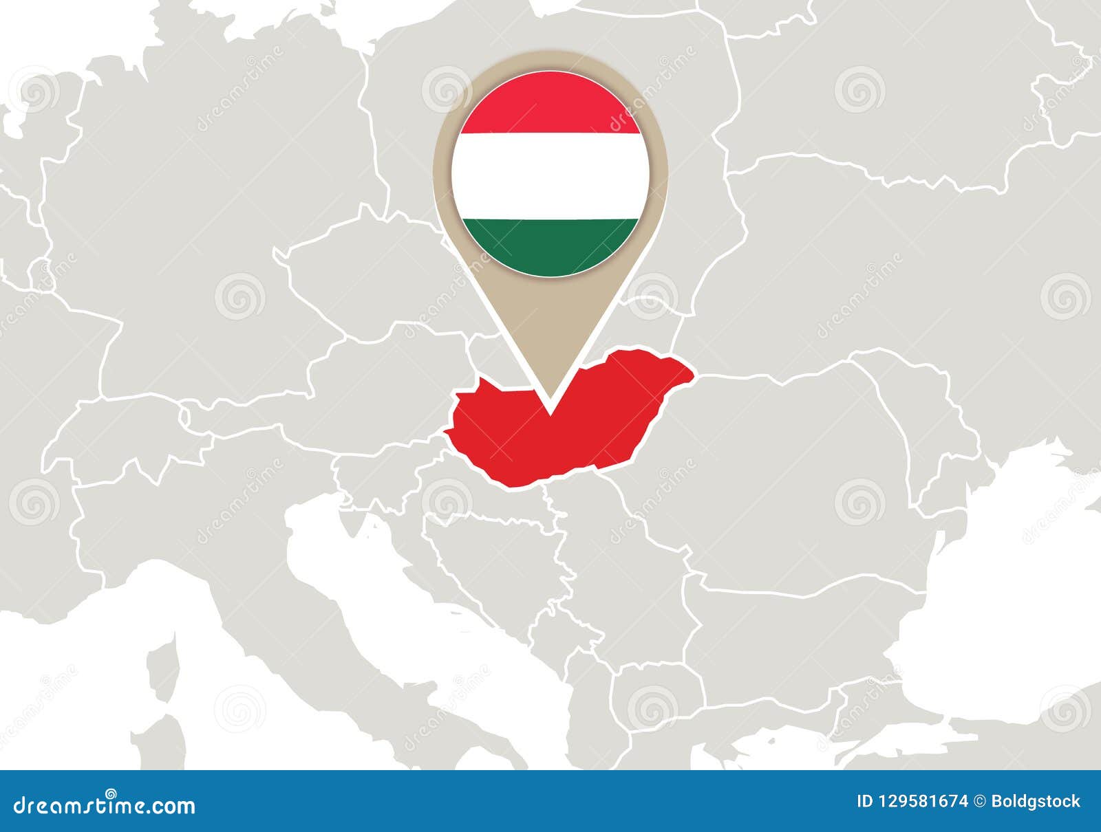 Ungarn auf Europa-Karte vektor abbildung. Illustration von abbildung