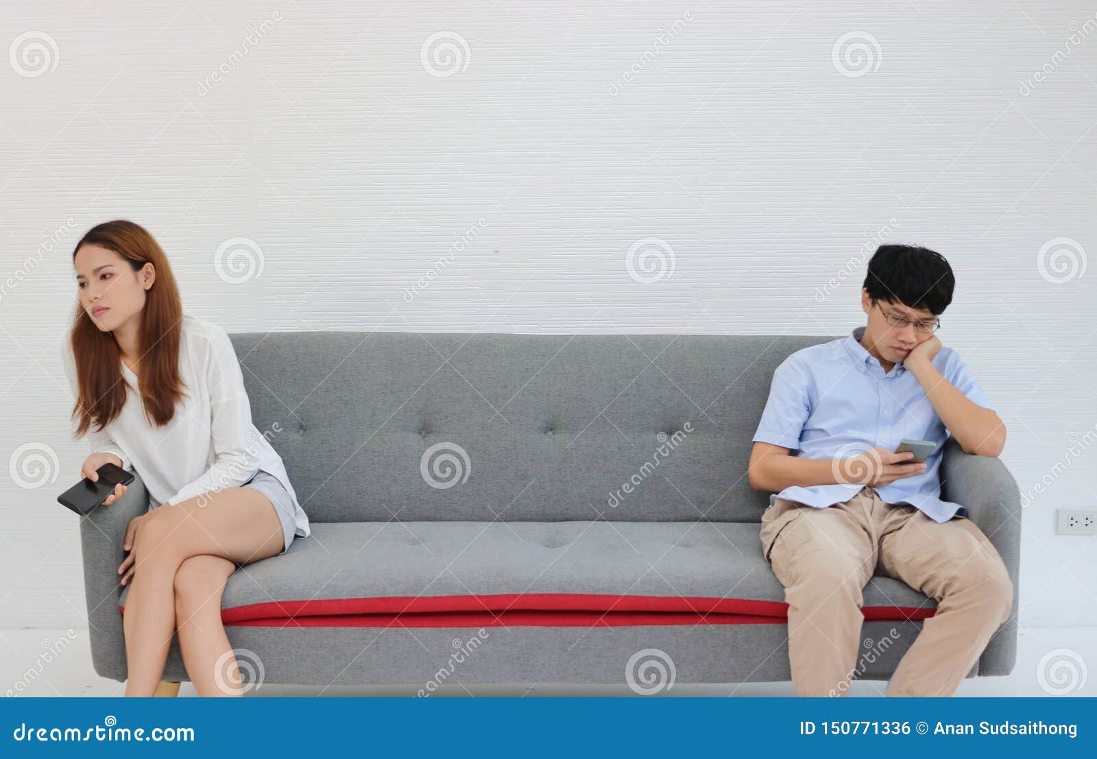 Asian couple in the living room