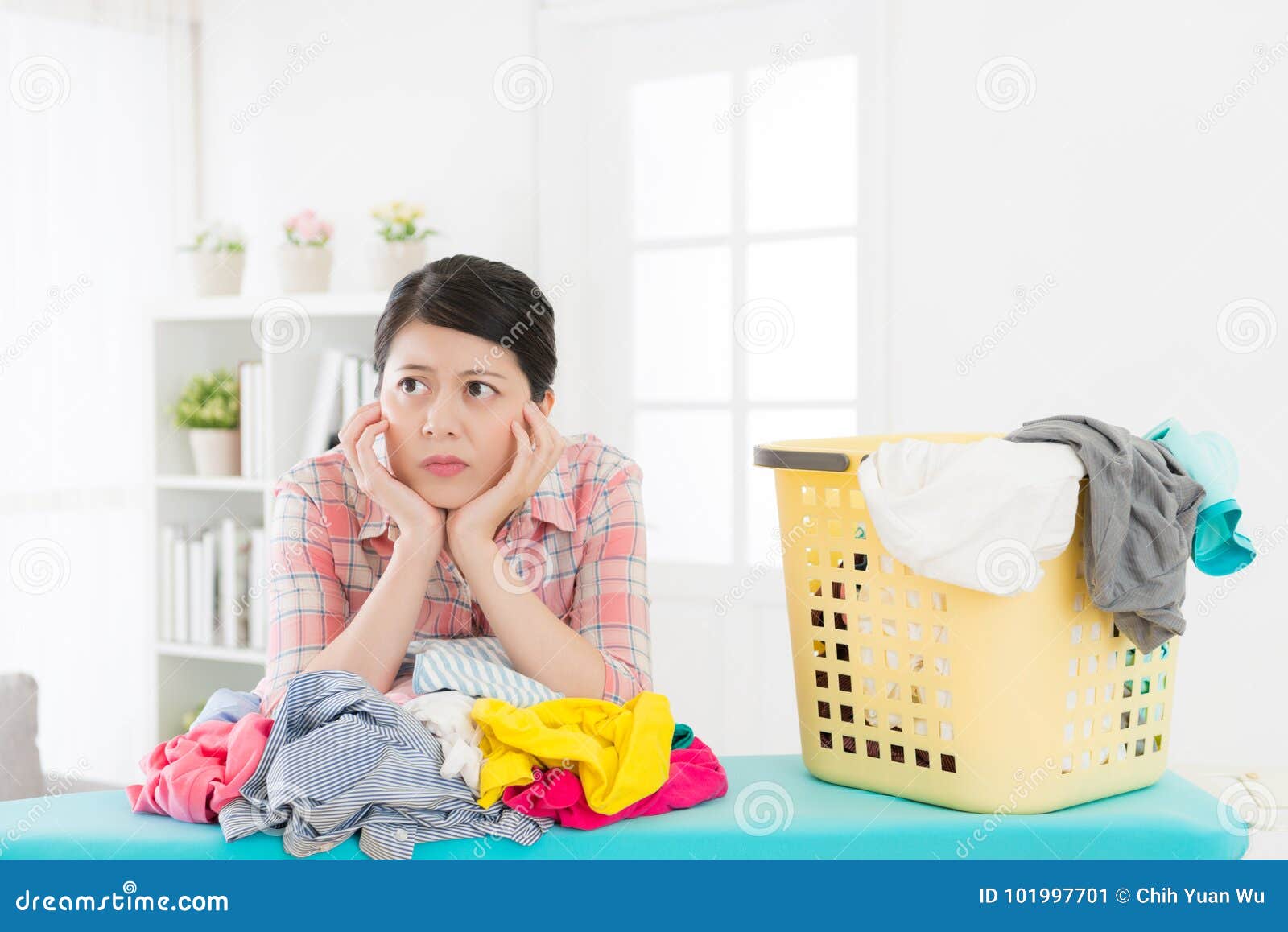 Folding Shirt Asian Woman Folding