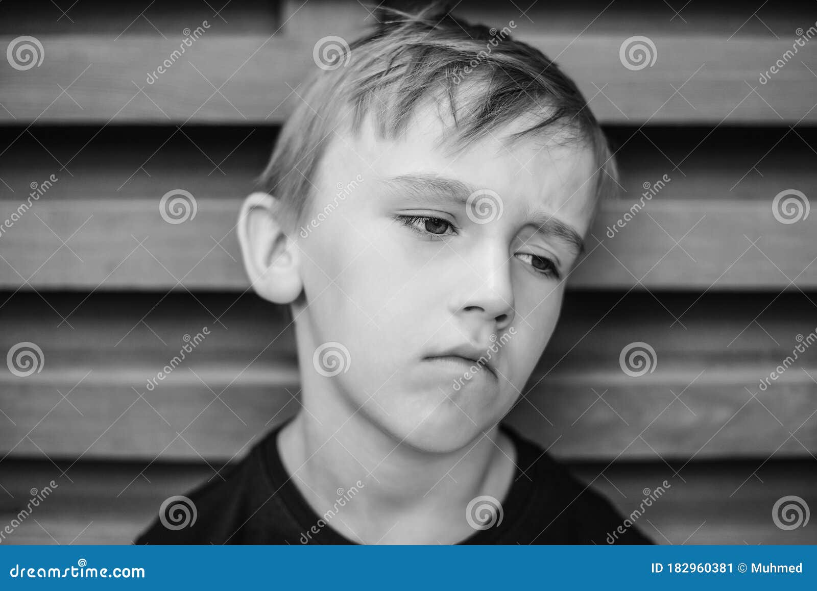 Unhappy Lonely Boy Thinking about Something. Boredom Child Stock Image ...
