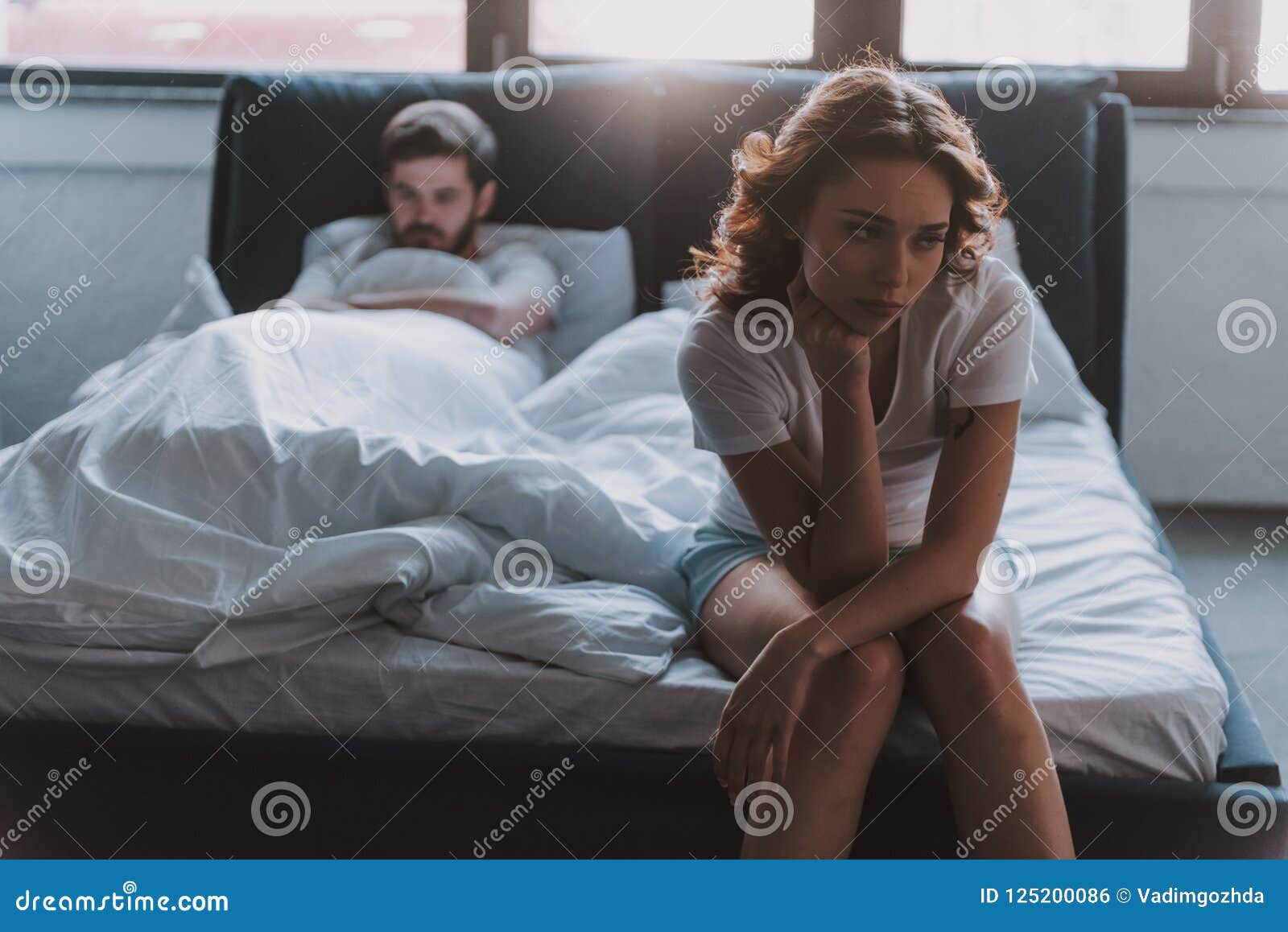 Unhappy Married Couple and Sexual Problems Concept Stock Photo