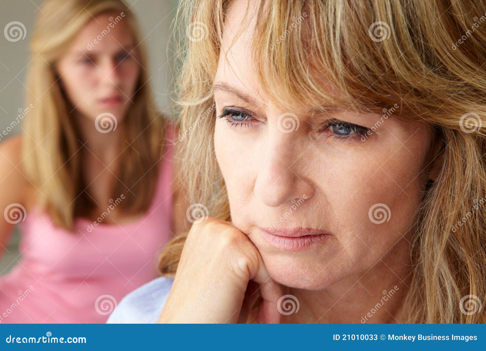 unhappy mother with teenage girl