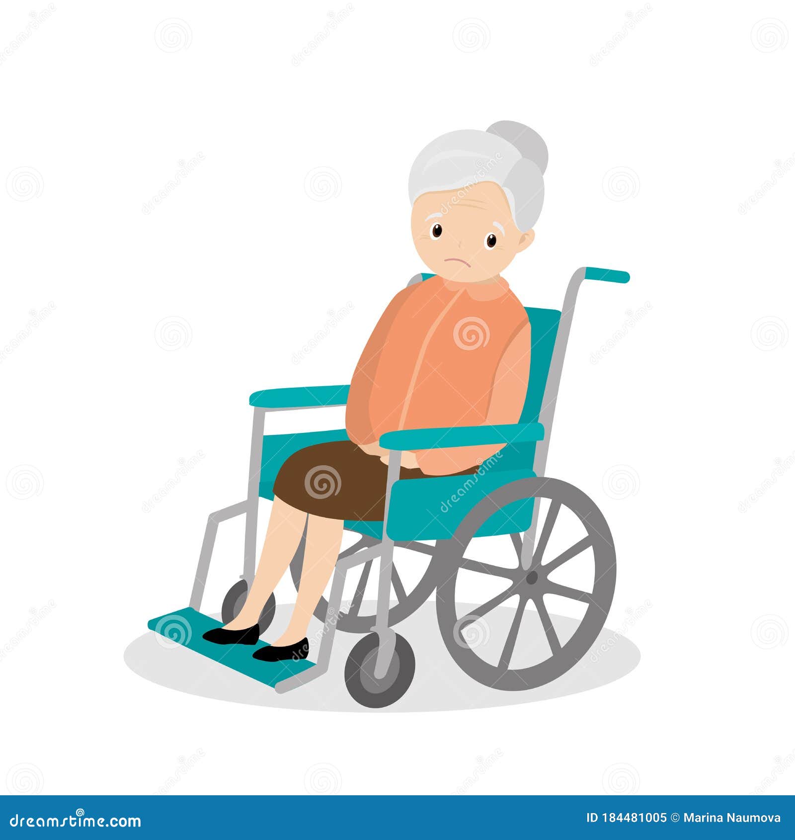 Unhappy Old Woman in a Wheelchair,elderly Female Character Stock Vector ...