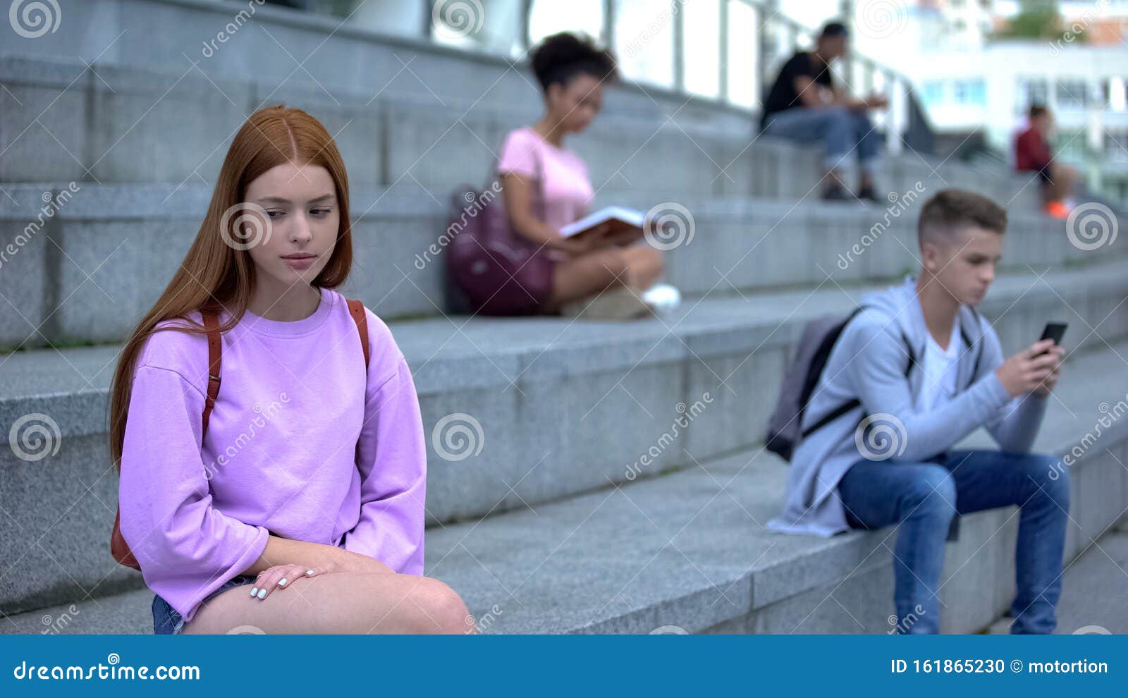 unhappy teen female suffering from loneliness, lack of friends, unrequited love