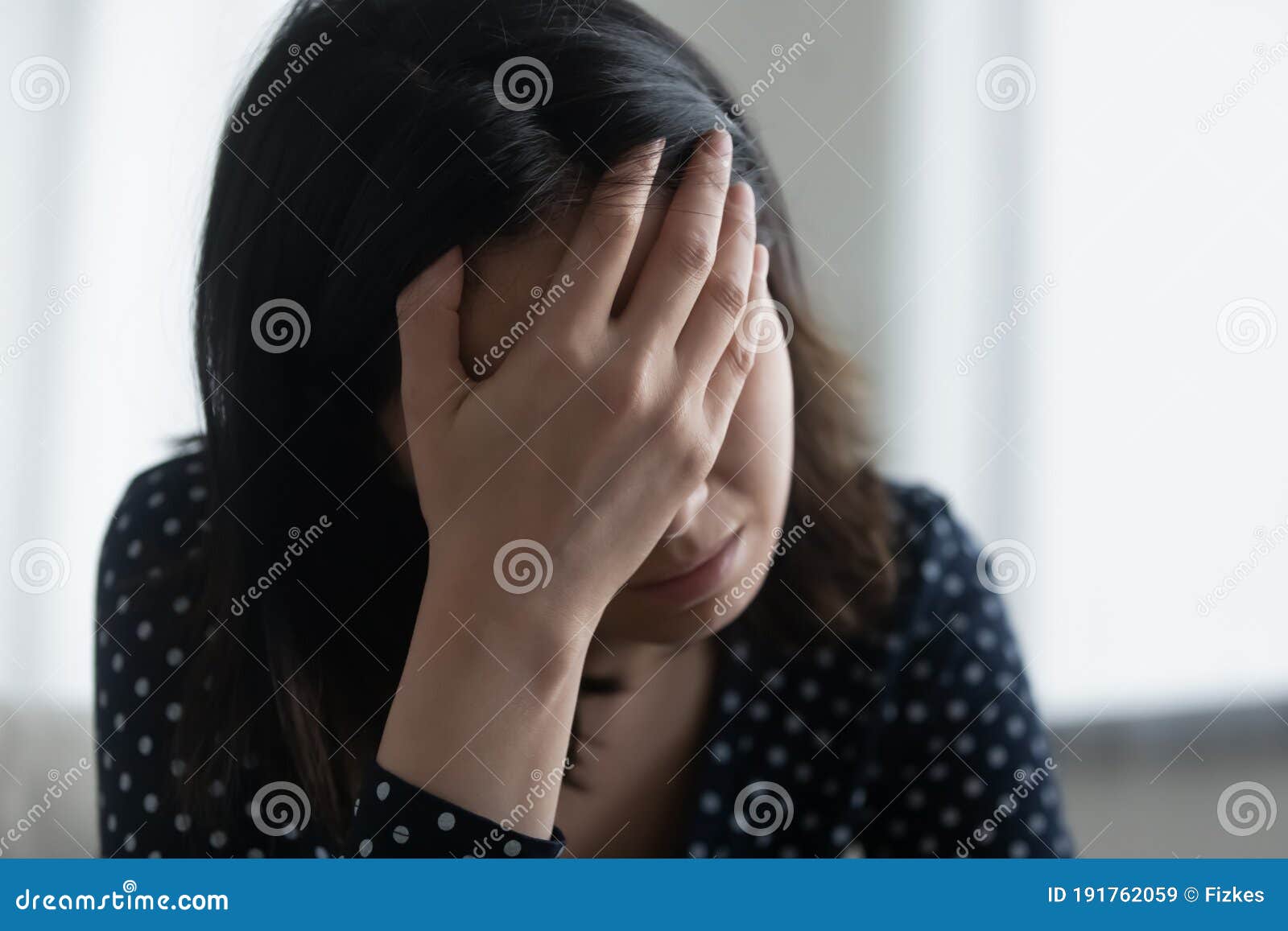 unhappy young woman suffer from depression at home